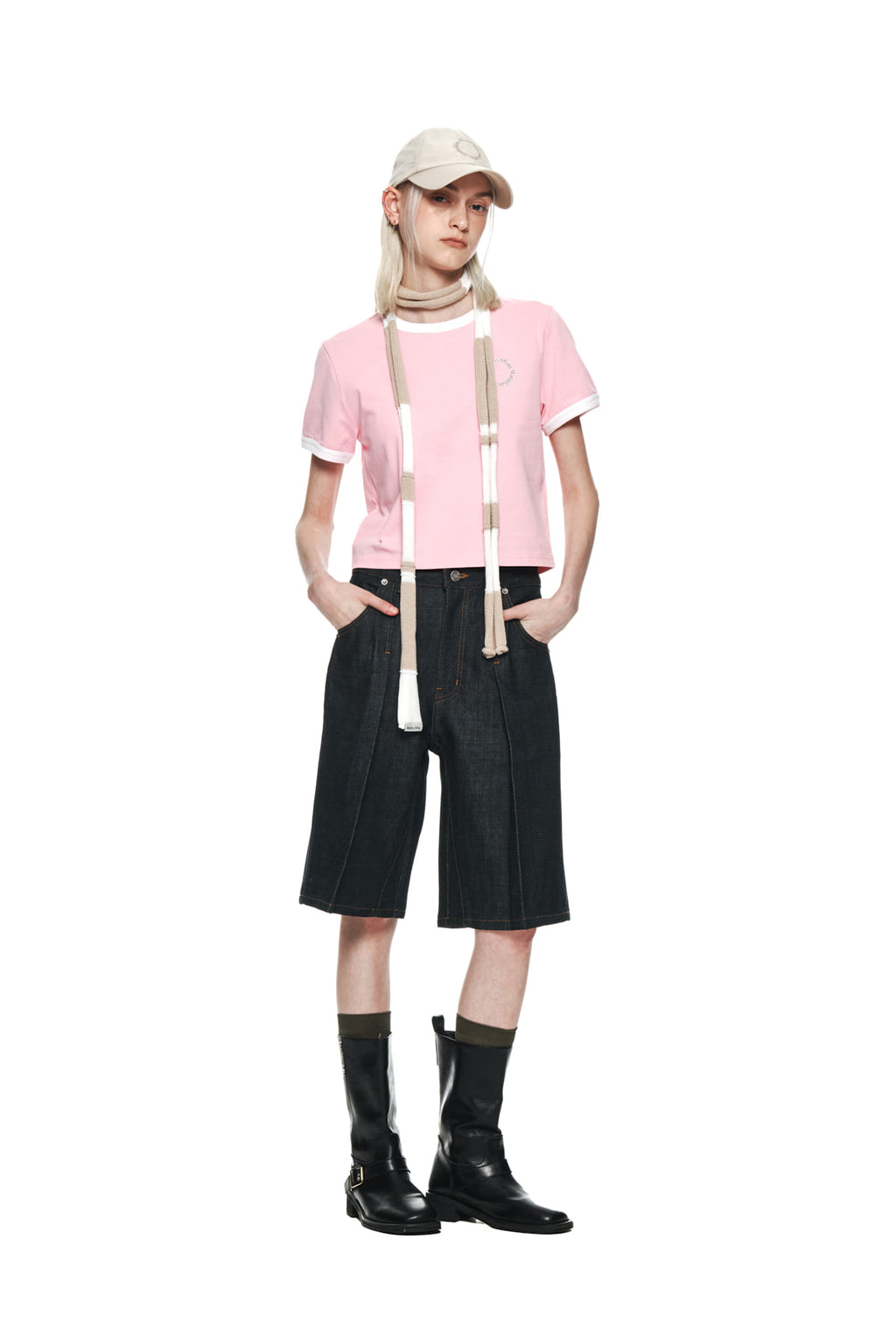 Matin Kim - Circle Logo Ringer Crop Top (Pink) product image 8 | TRAB K-Fashion Australia