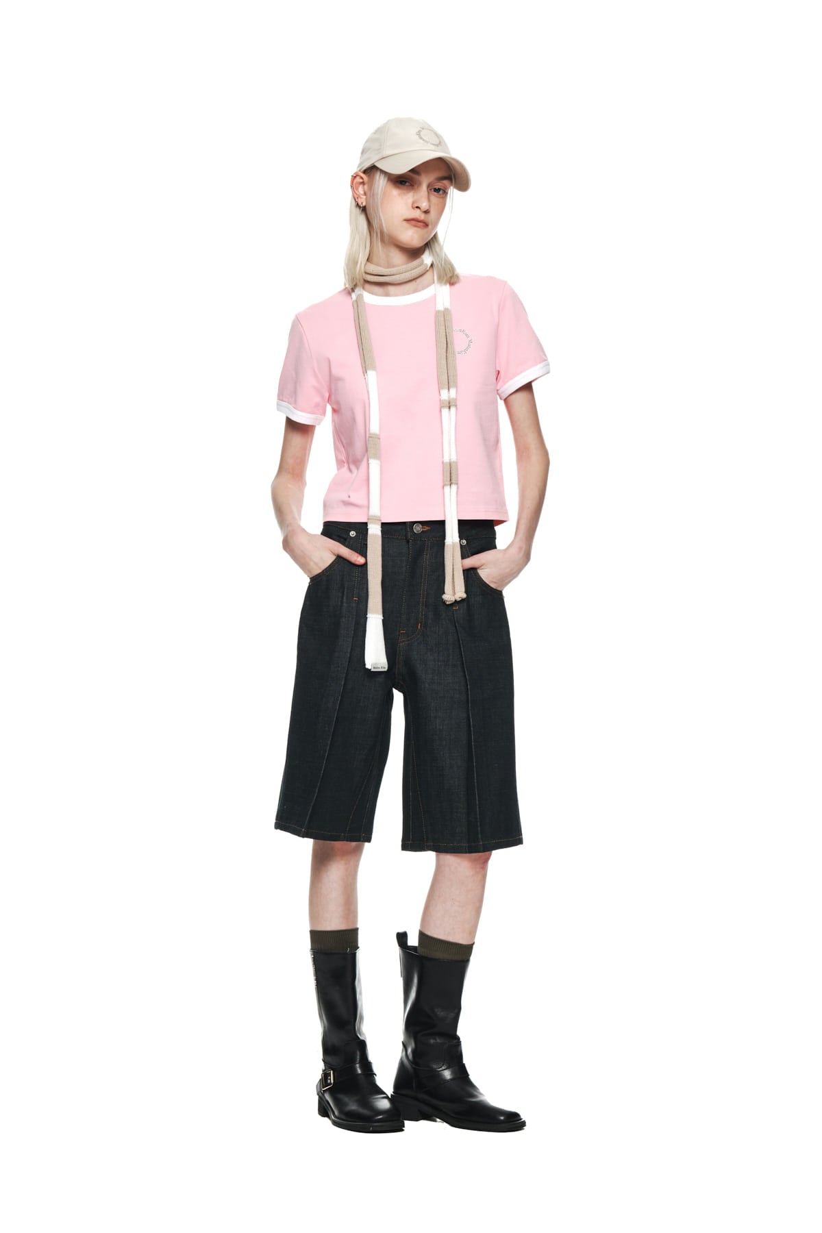 Matin Kim - Circle Logo Ringer Crop Top (Pink) product image 8 | TRAB K-Fashion Australia