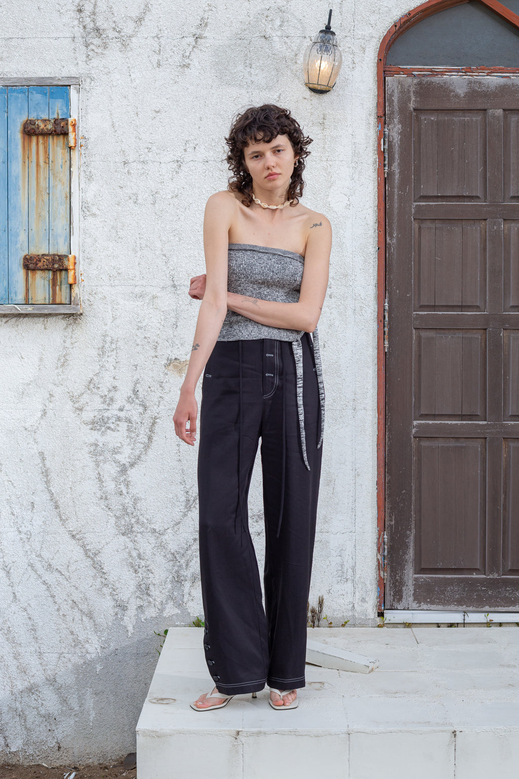 Matin Kim - Button Point String Wide Pants (Black) product image 8 | TRAB K-Fashion Australia