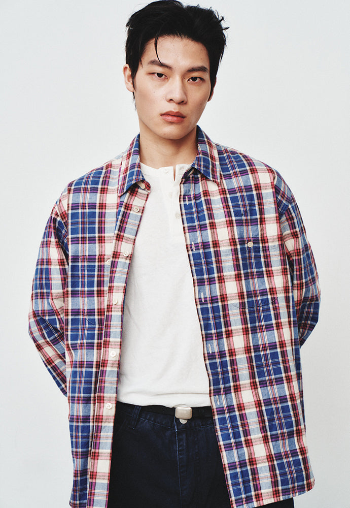 Art if acts - Two Pocket Check Shirt (Blue/Pink) product image 6 | TRAB K-Fashion Australia