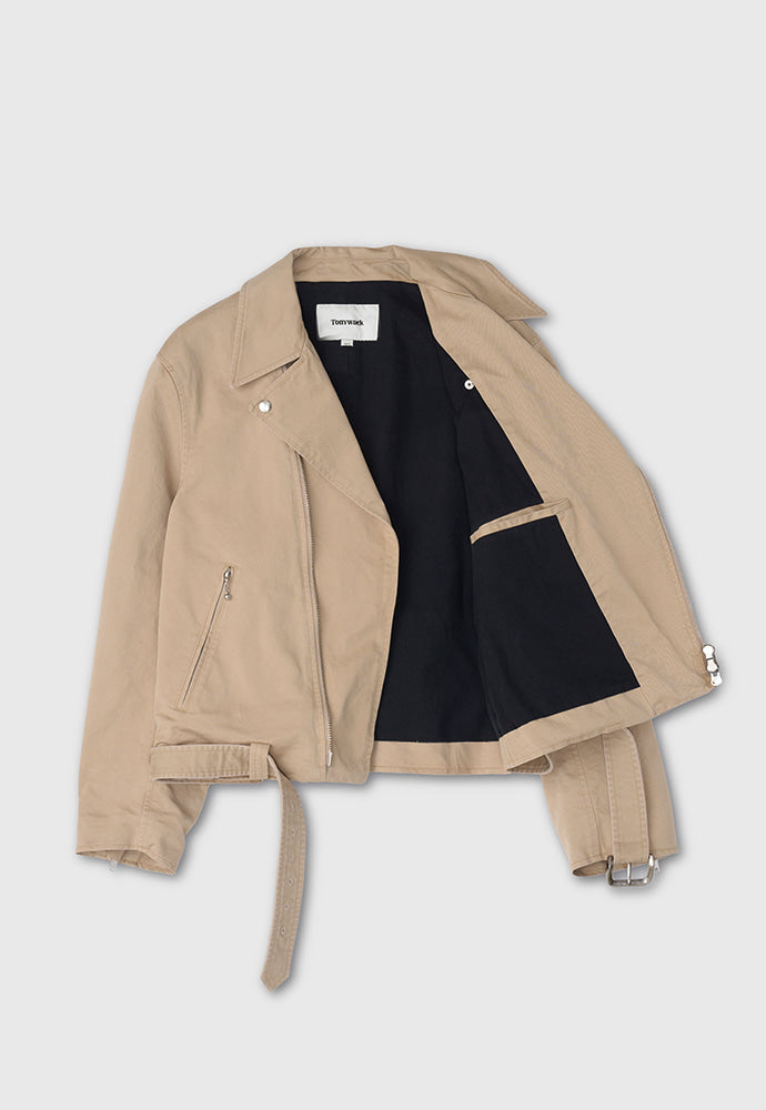 Tonywack - Garment-Washed Cotton Gabardine Biker Jacket (Faded Beige) product image 11 | TRAB K-Fashion Australia