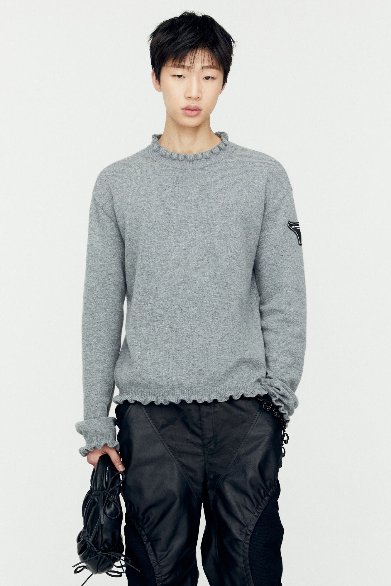 Andersson Bell - Flower Rib Crew-Neck Sweater (Grey) product image 1 | TRAB K-Fashion Australia