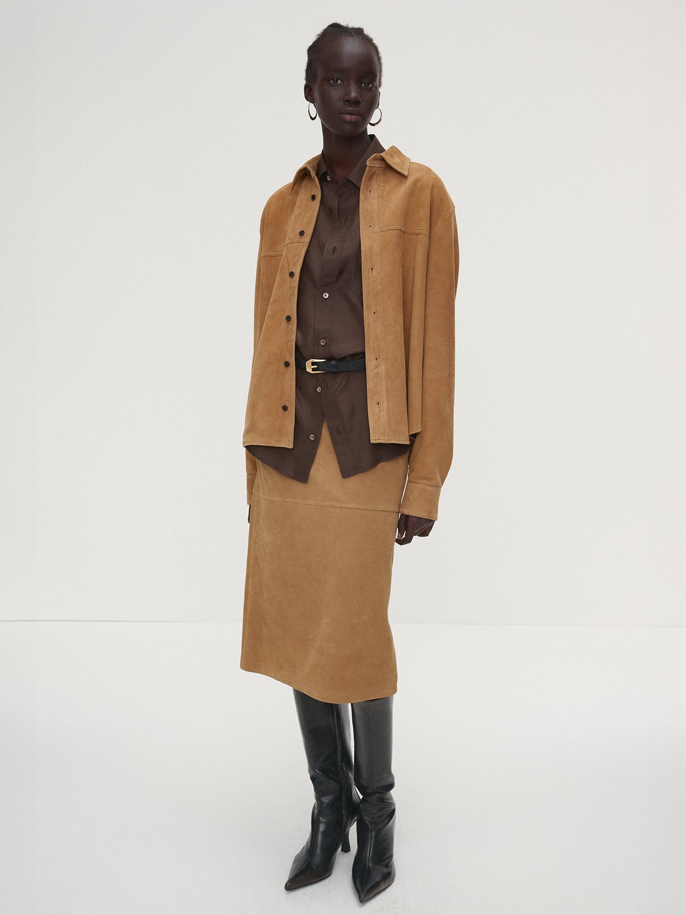 Tonywack - Suede Midi Skirt (Light Beige) product image 1 | TRAB K-Fashion Australia