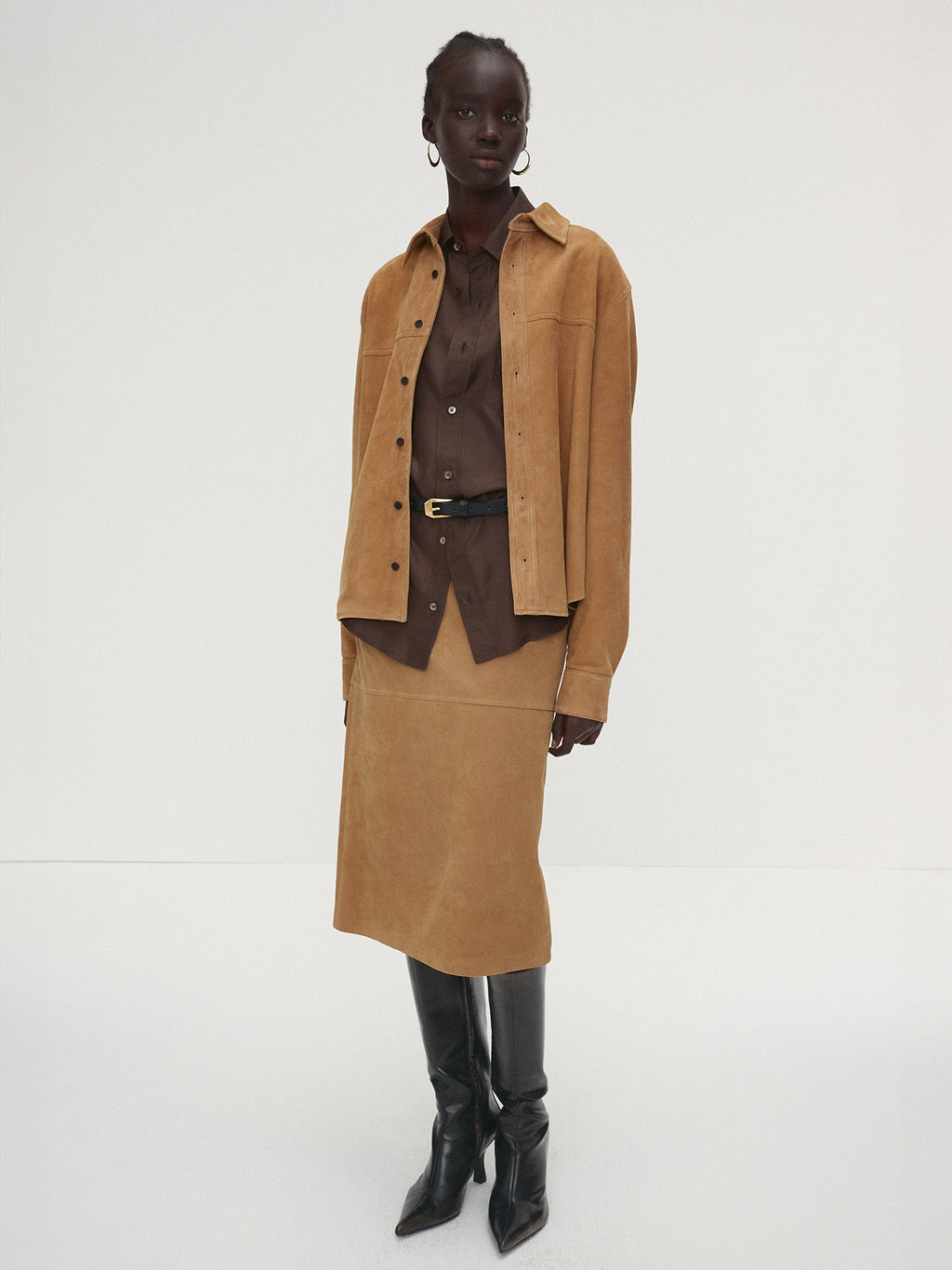 Tonywack - Suede Midi Skirt (Light Beige) product image 1 | TRAB K-Fashion Australia