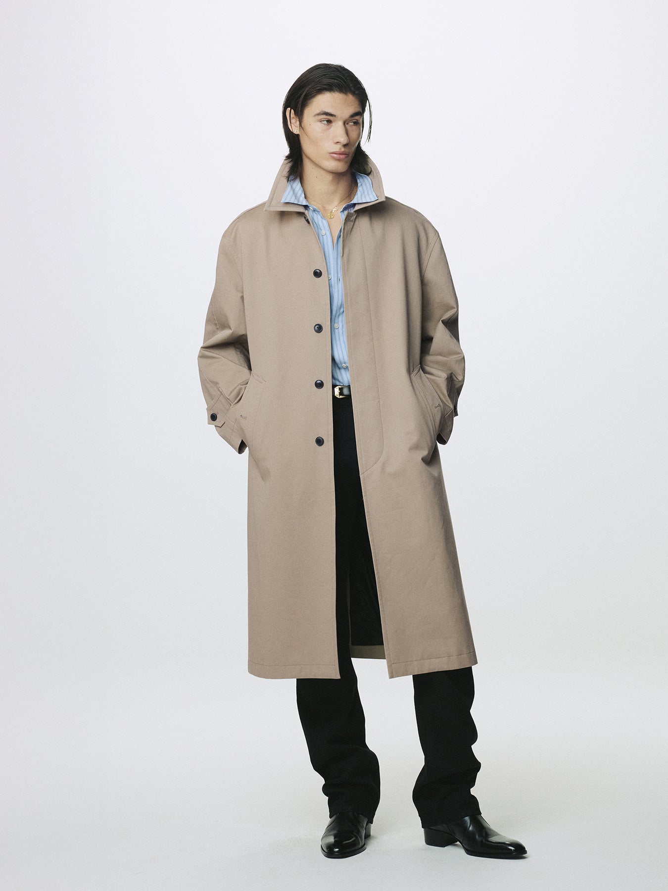 Tonywack - Cotton Drill Single-Breasted Overcoat (Beige) product image 4 | TRAB K-Fashion Australia