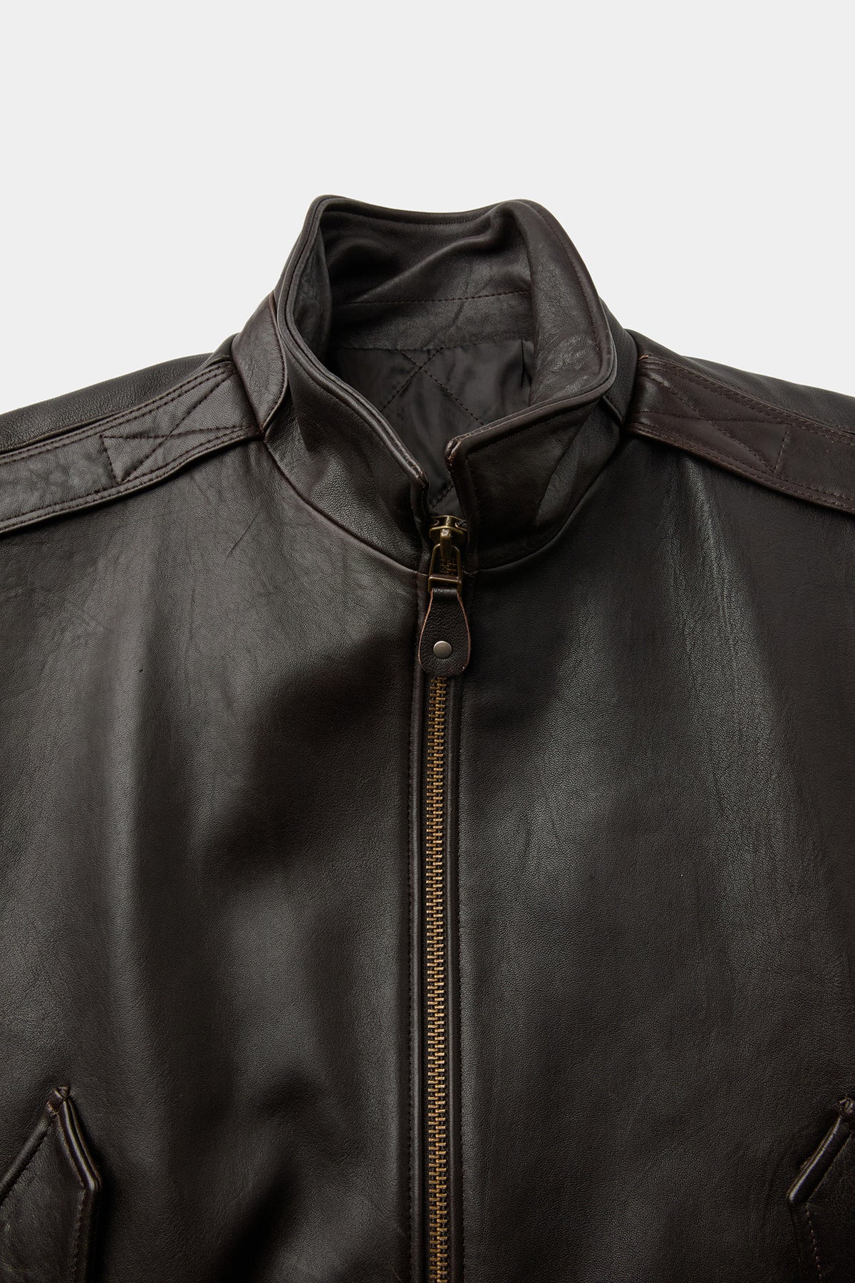 Coor - Vintage Shelter Neck Collar Leather Jumper (Black Brown) product image 5 | TRAB K-Fashion Australia