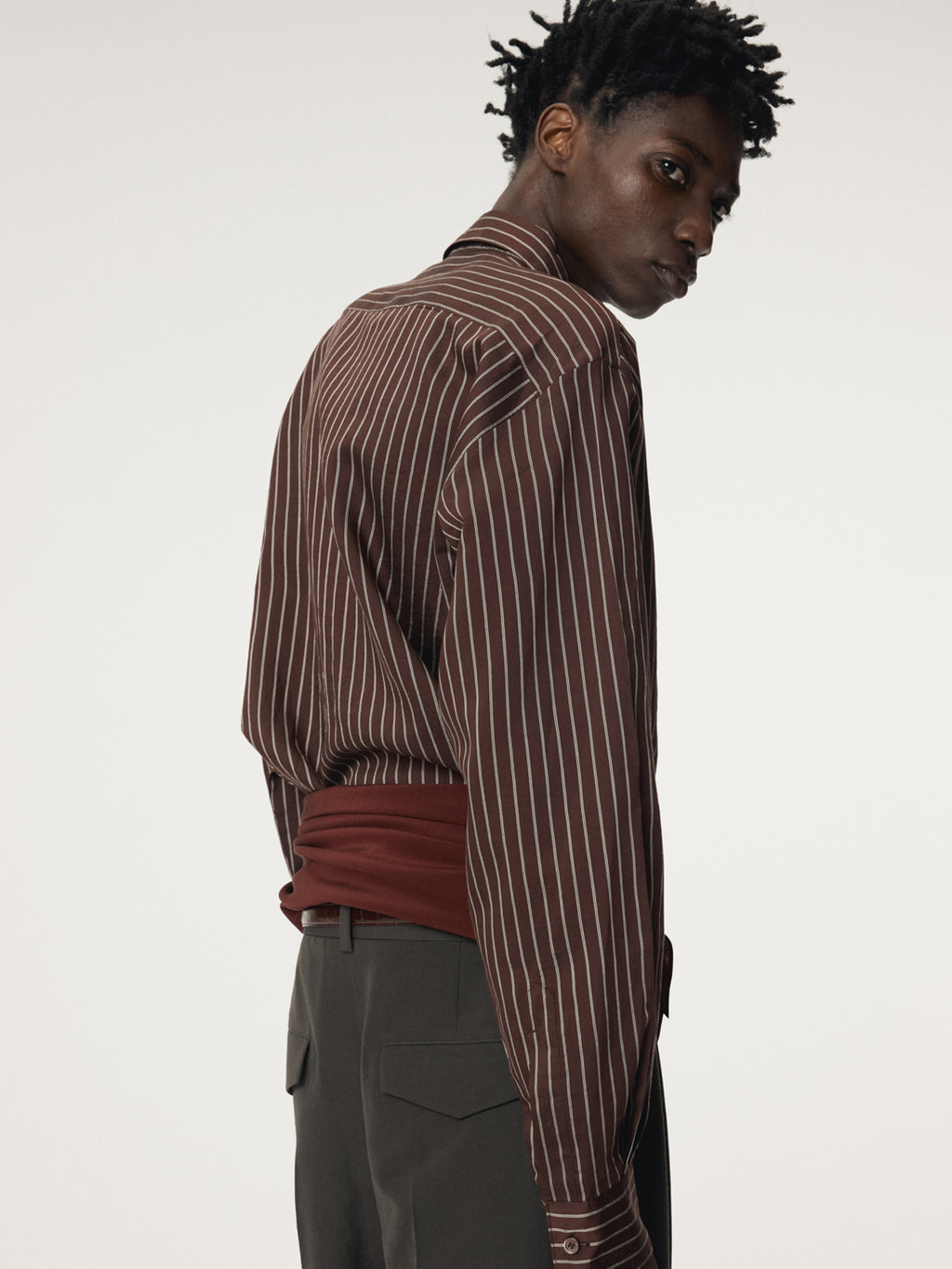 Recto - Lea Stripe Shirt (Red Brown) product image 7 | TRAB K-Fashion Australia