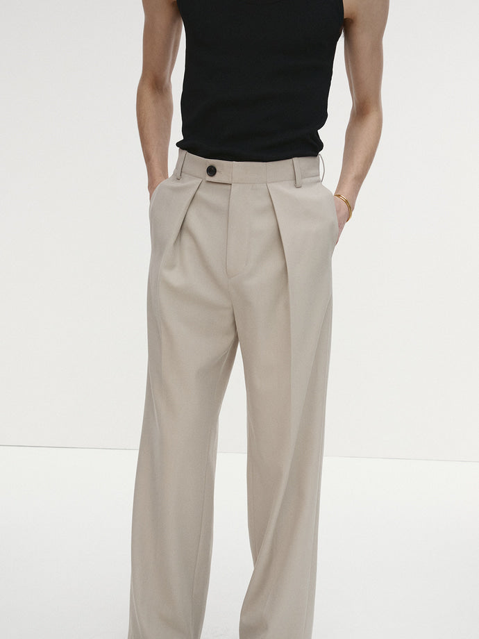 Tonywack - Wool Twill Pleated Tailored Trousers (Ivory) product image 5 | TRAB K-Fashion Australia