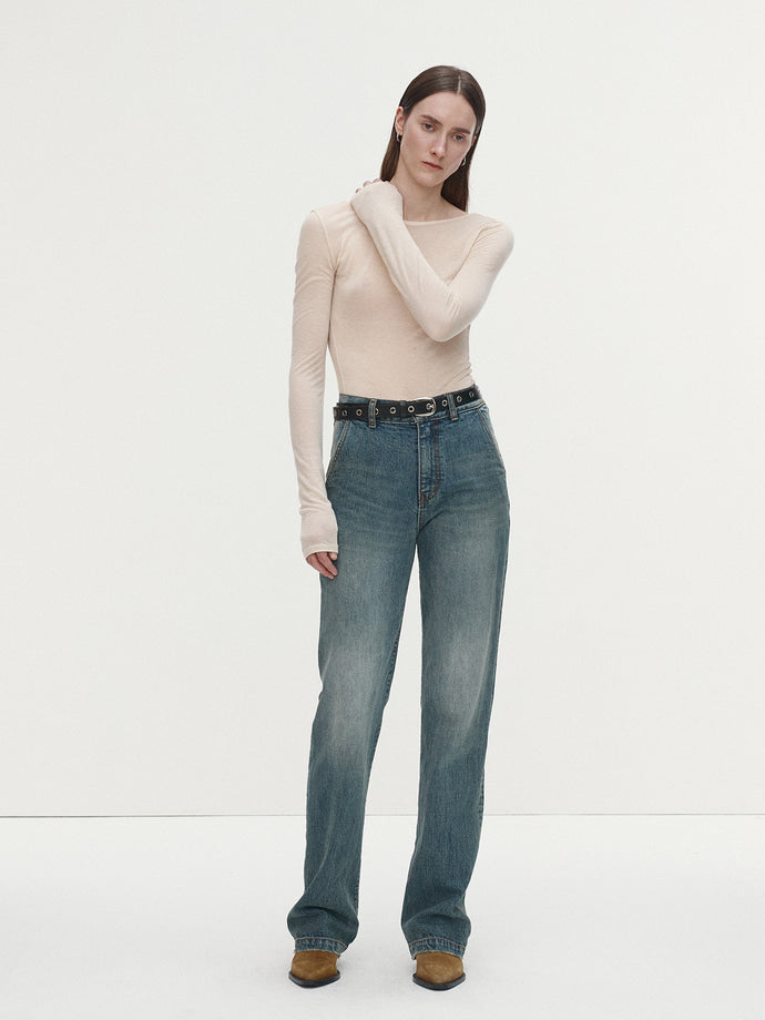 Tonywack - Low Back Long Sleeve T-Shirt (Ivory) product image 2 | TRAB K-Fashion Australia