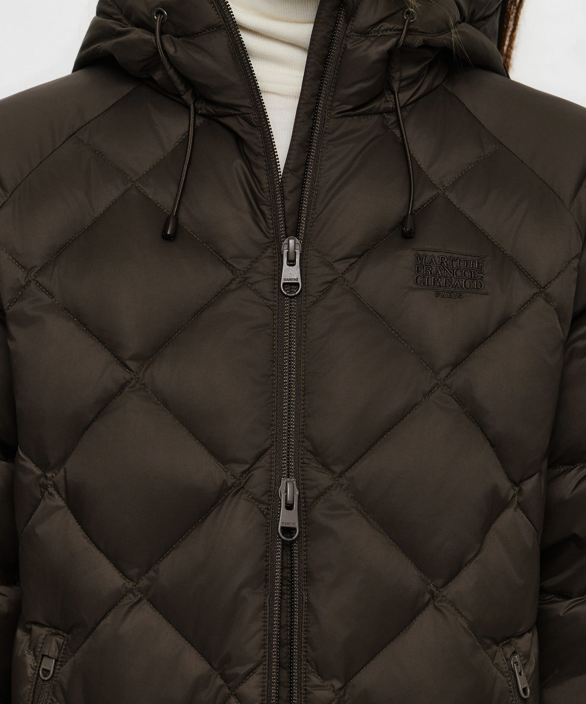 Marithe & Francois Girbaud - Hooded Lightweight Down Jacket (Brown) product image 4 | TRAB K-Fashion Australia
