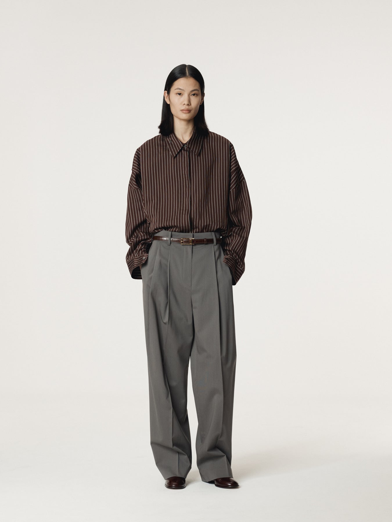 Recto - Double Layer Stripe Shirt (Red Brown) product image 6 | TRAB K-Fashion Australia