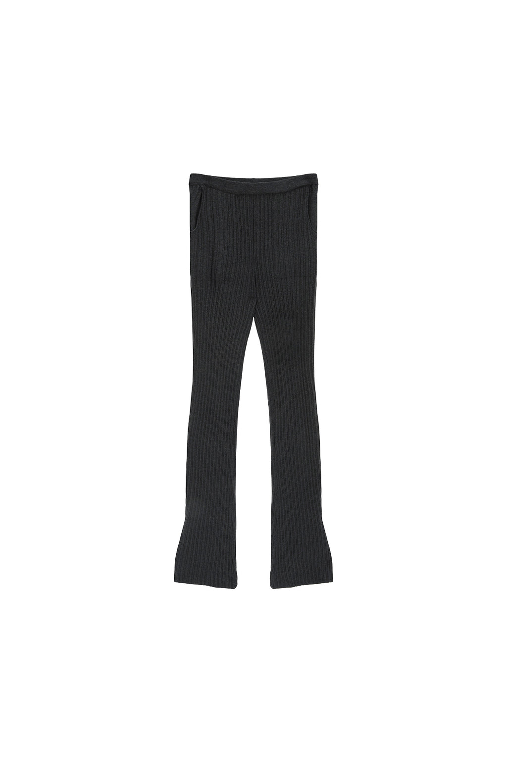 Matin Kim - Layered Knit Boots Cut Pants (Charcoal) product image 2 | TRAB K-Fashion Australia
