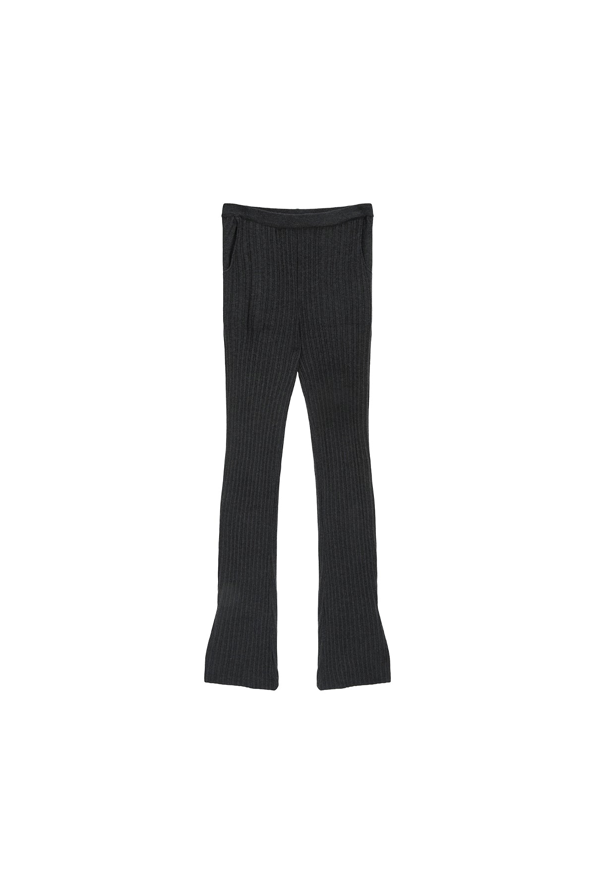 Matin Kim - Layered Knit Boots Cut Pants (Charcoal) product image 2 | TRAB K-Fashion Australia