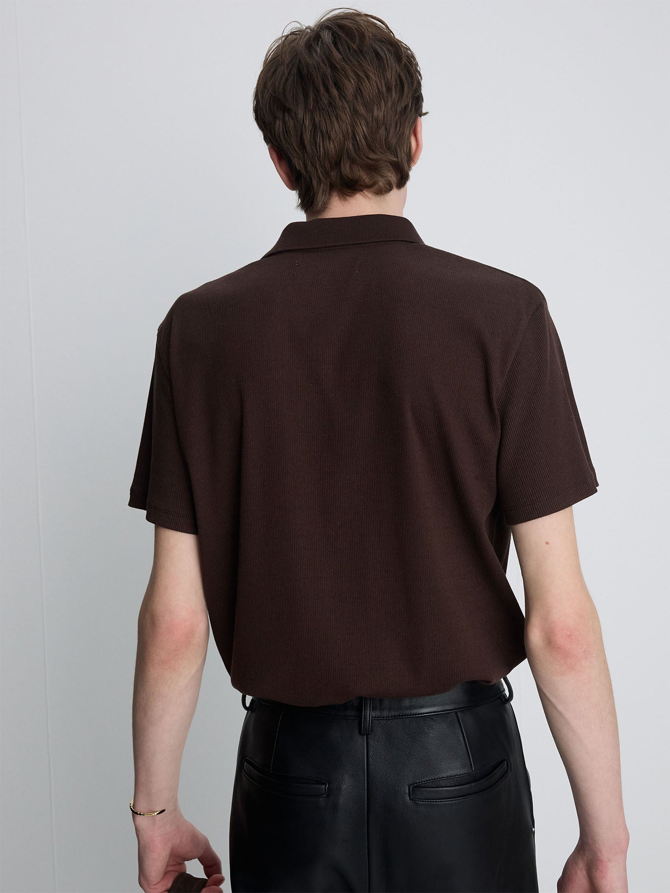 Tonywack - Soft Ribbed Polo Shirt (Brown) product image 7 | TRAB K-Fashion Australia