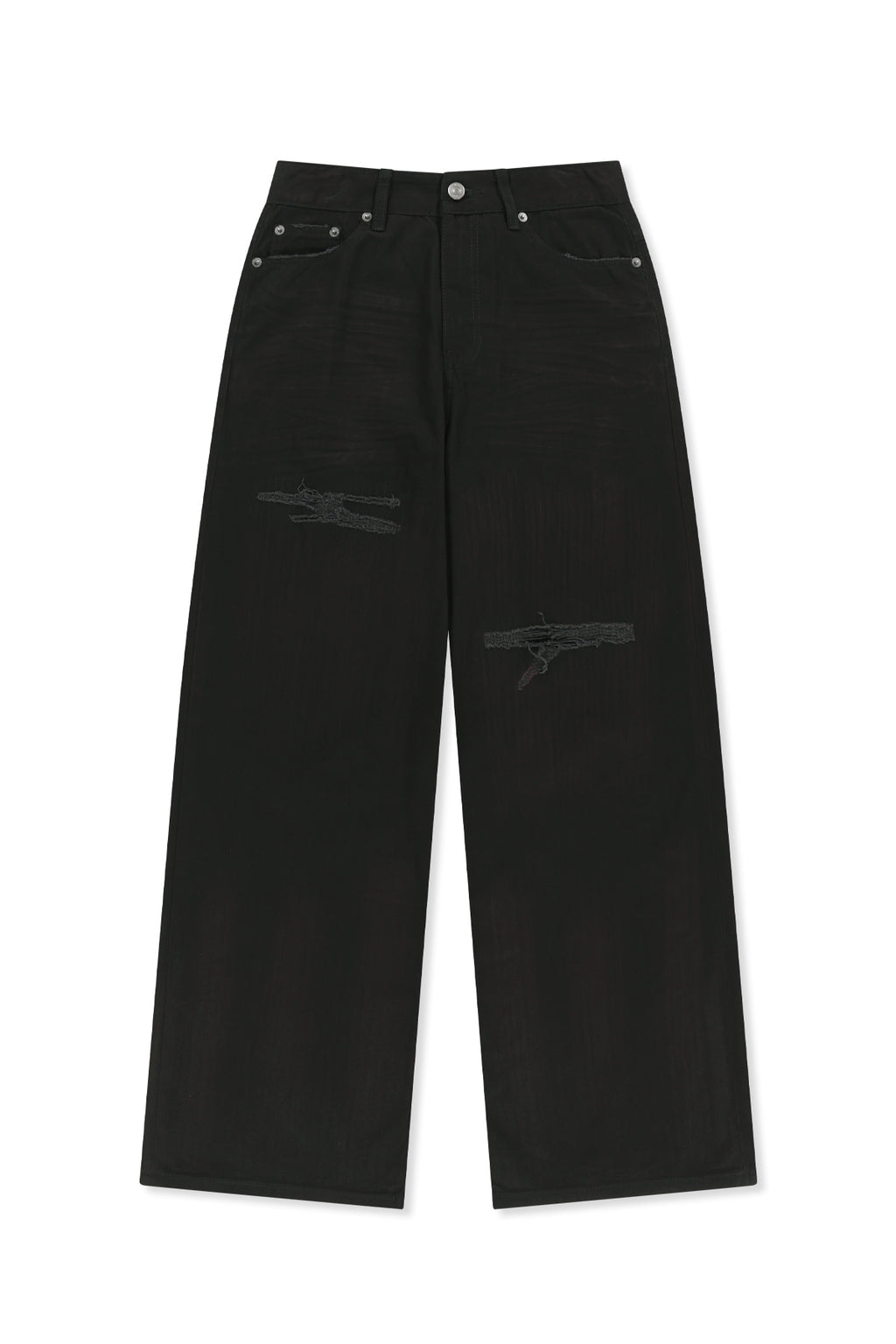 Matin Kim - Distressed Herringbone Wide Pants (Black) product image 1 | TRAB K-Fashion Australia