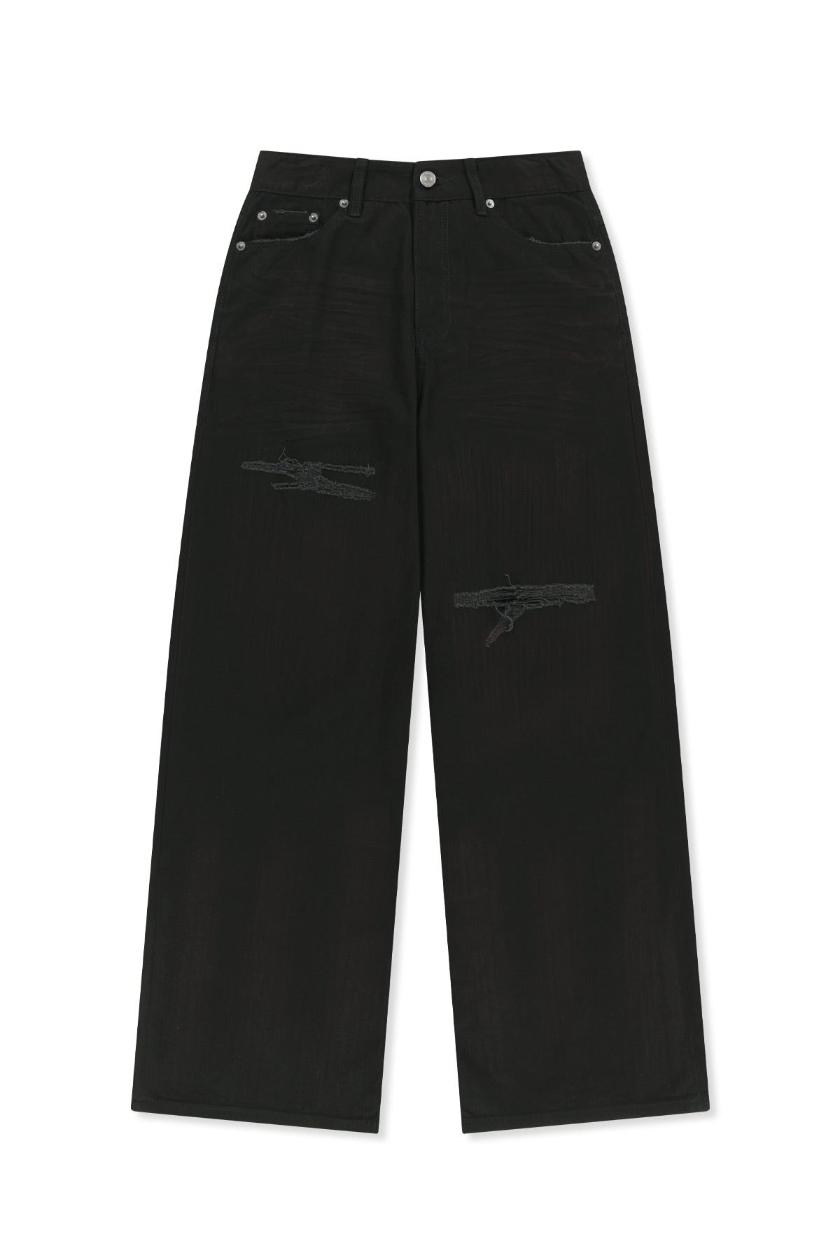 Matin Kim - Distressed Herringbone Wide Pants (Black) product image 1 | TRAB K-Fashion Australia