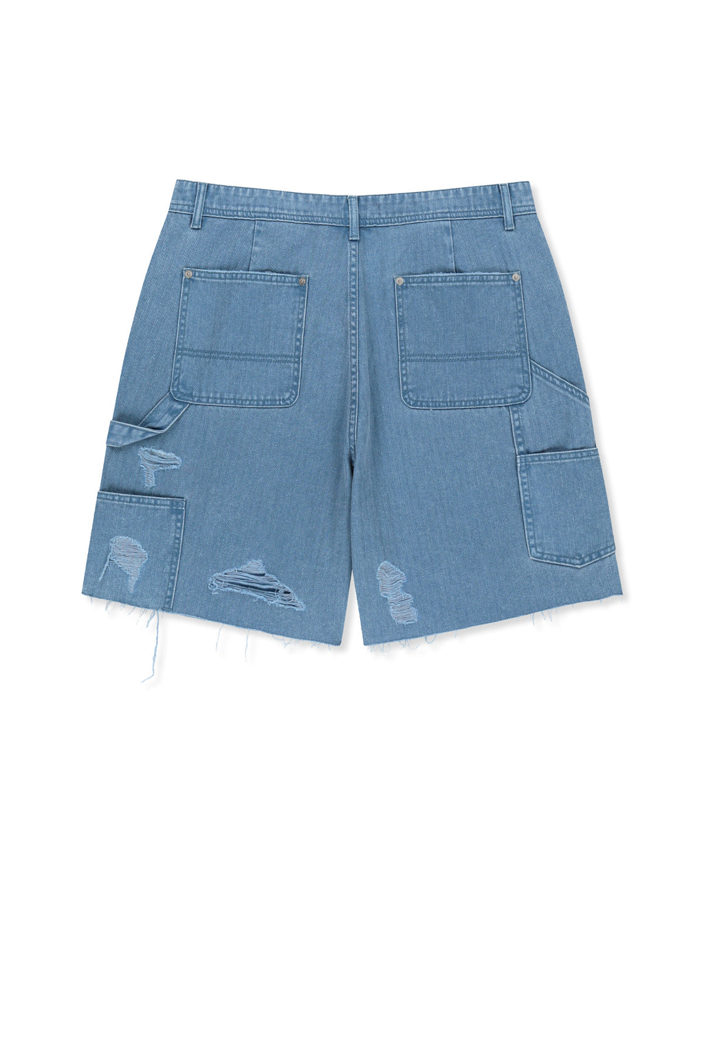 Matin Kim - Heringbone Raw Cut Denim Shorts (Light Blue) product image 2 | TRAB K-Fashion Australia