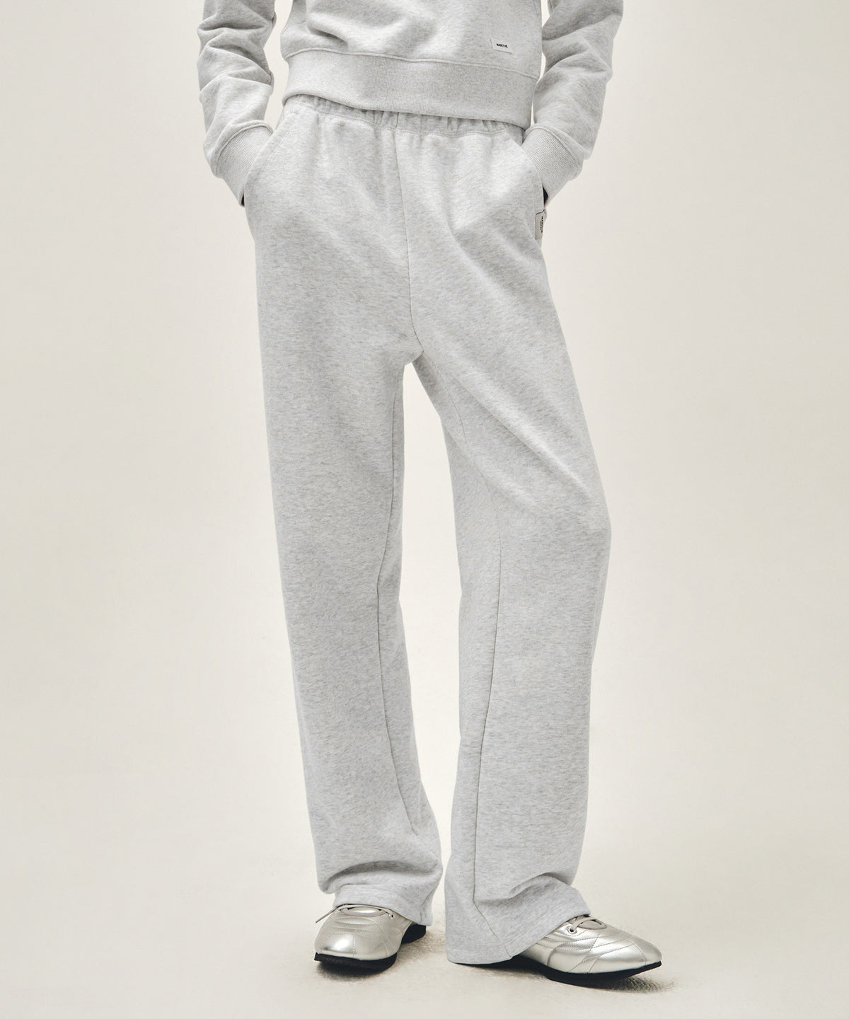 Marithe & Francois Girbaud - Basic Fold-over Sweat Pants (Light Heather Gray) product image 1 | TRAB K-Fashion Australia
