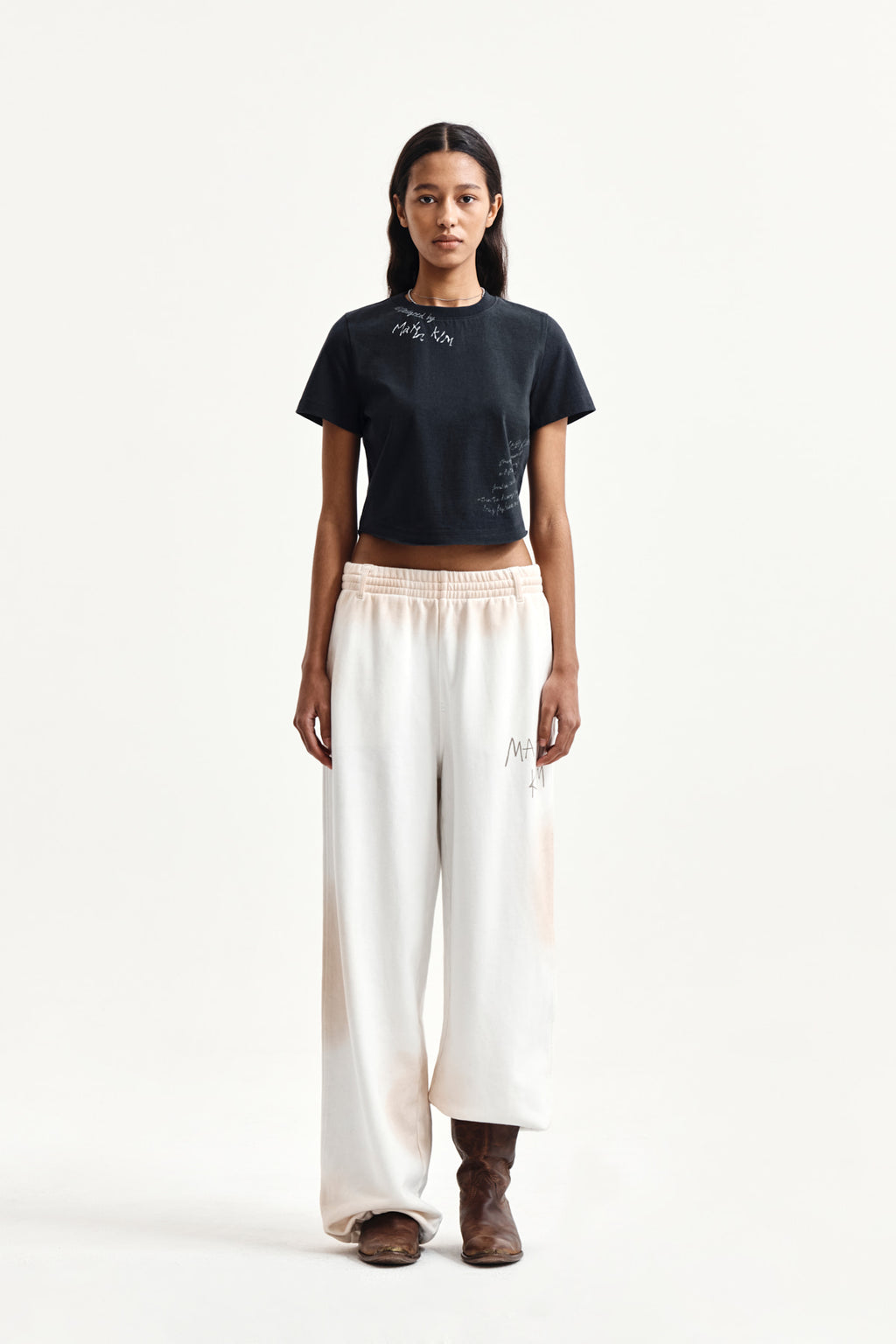 Matin Kim - Vintage Washed Logo Sweatpants (Ivory) product image 5 | TRAB K-Fashion Australia