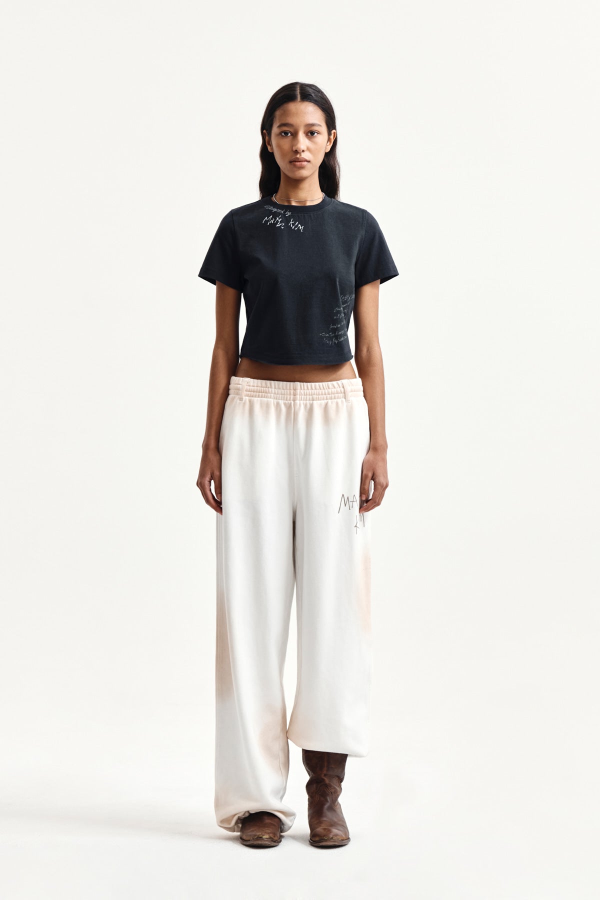 Matin Kim - Vintage Washed Logo Sweatpants (Ivory) product image 5 | TRAB K-Fashion Australia
