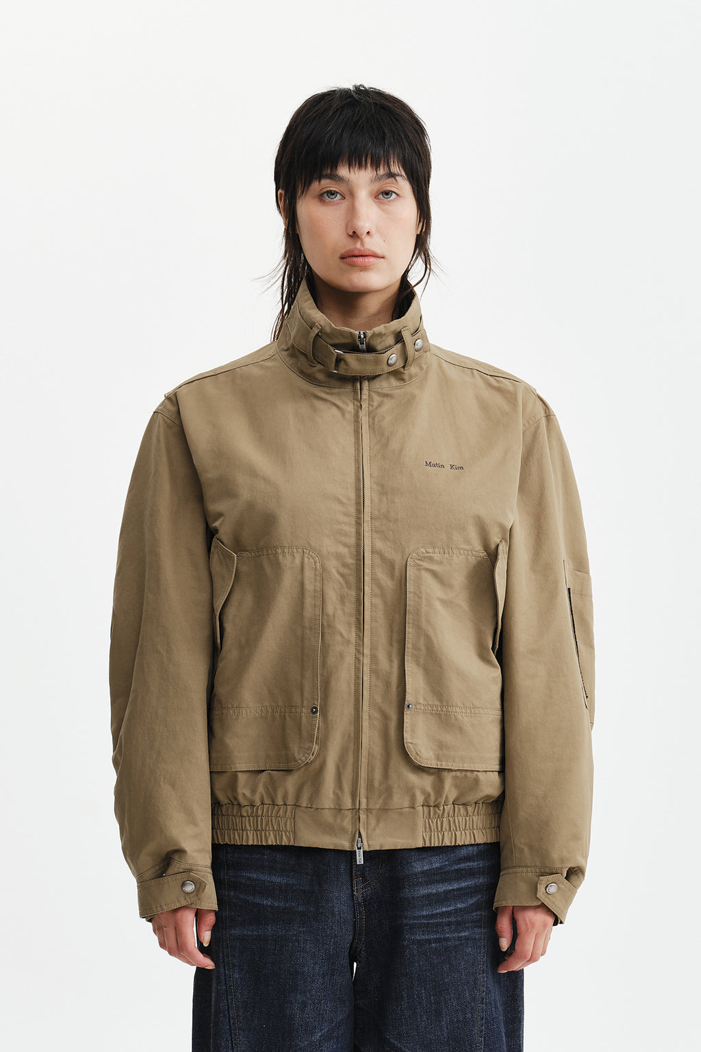 Matin Kim - Buckle High Neck Utility Jumper (Khaki) product image 8 | TRAB K-Fashion Australia