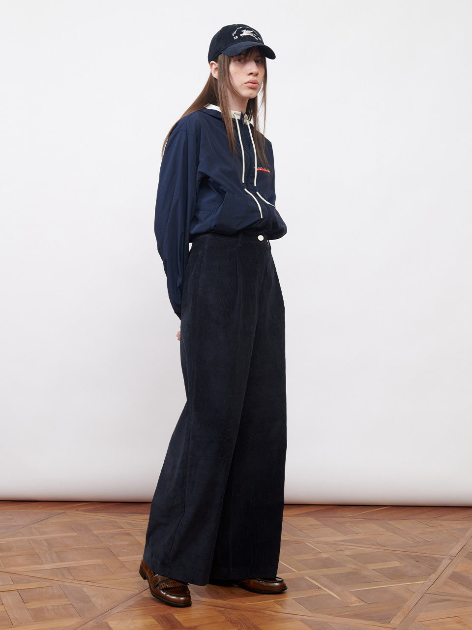 Kijun - Corduroy Wide Tuck Pants (Navy) product image 6 | TRAB K-Fashion Australia