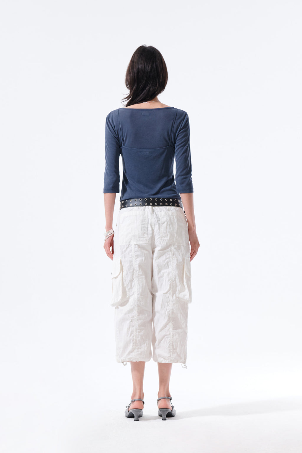 Matin Kim - 3/4 Sleeve Top & Tank Layered Set (Smoke Blue) product image 9 | TRAB K-Fashion Australia