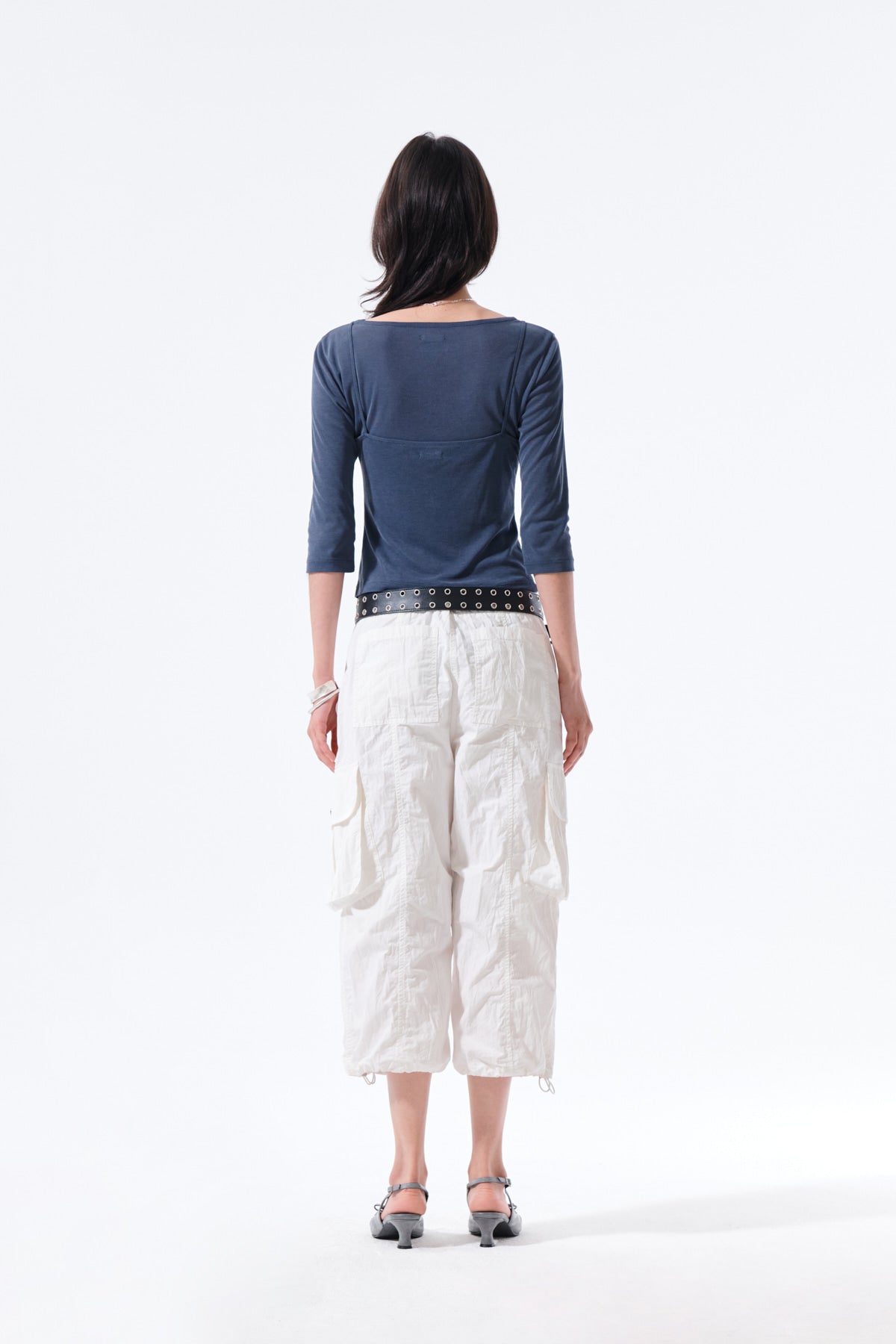 Matin Kim - 3/4 Sleeve Top & Tank Layered Set (Smoke Blue) product image 9 | TRAB K-Fashion Australia