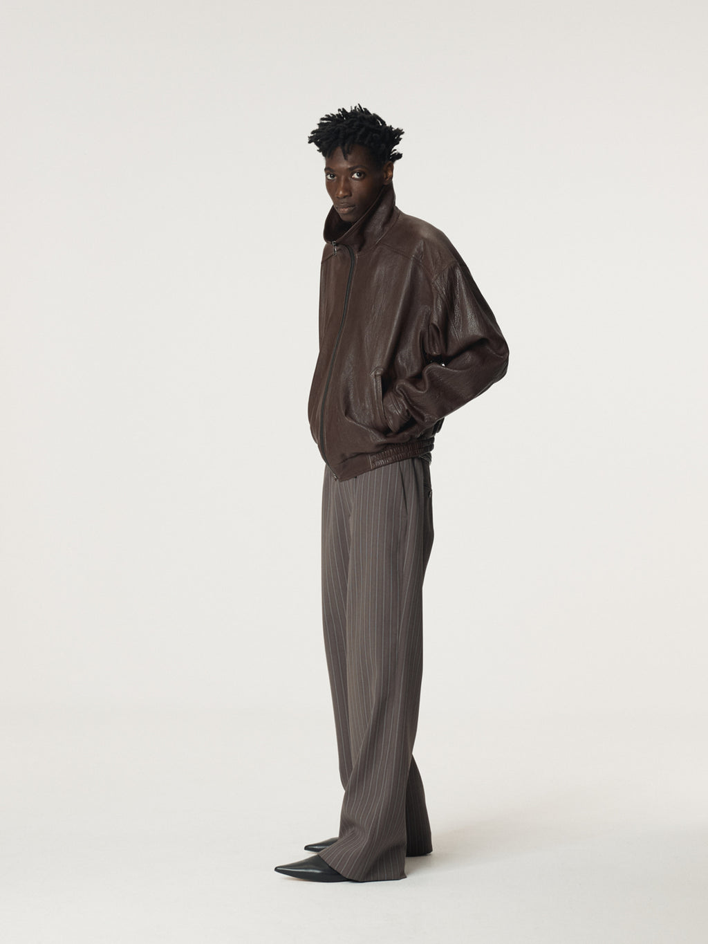 Recto - High-Neck Leather Jumper (Brown) product image 2 | TRAB K-Fashion Australia