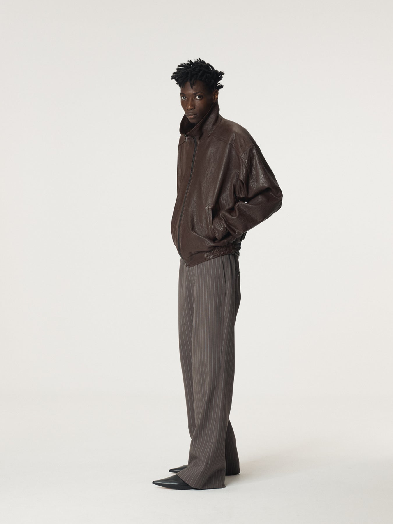 Recto - High-Neck Leather Jumper (Brown) product image 2 | TRAB K-Fashion Australia