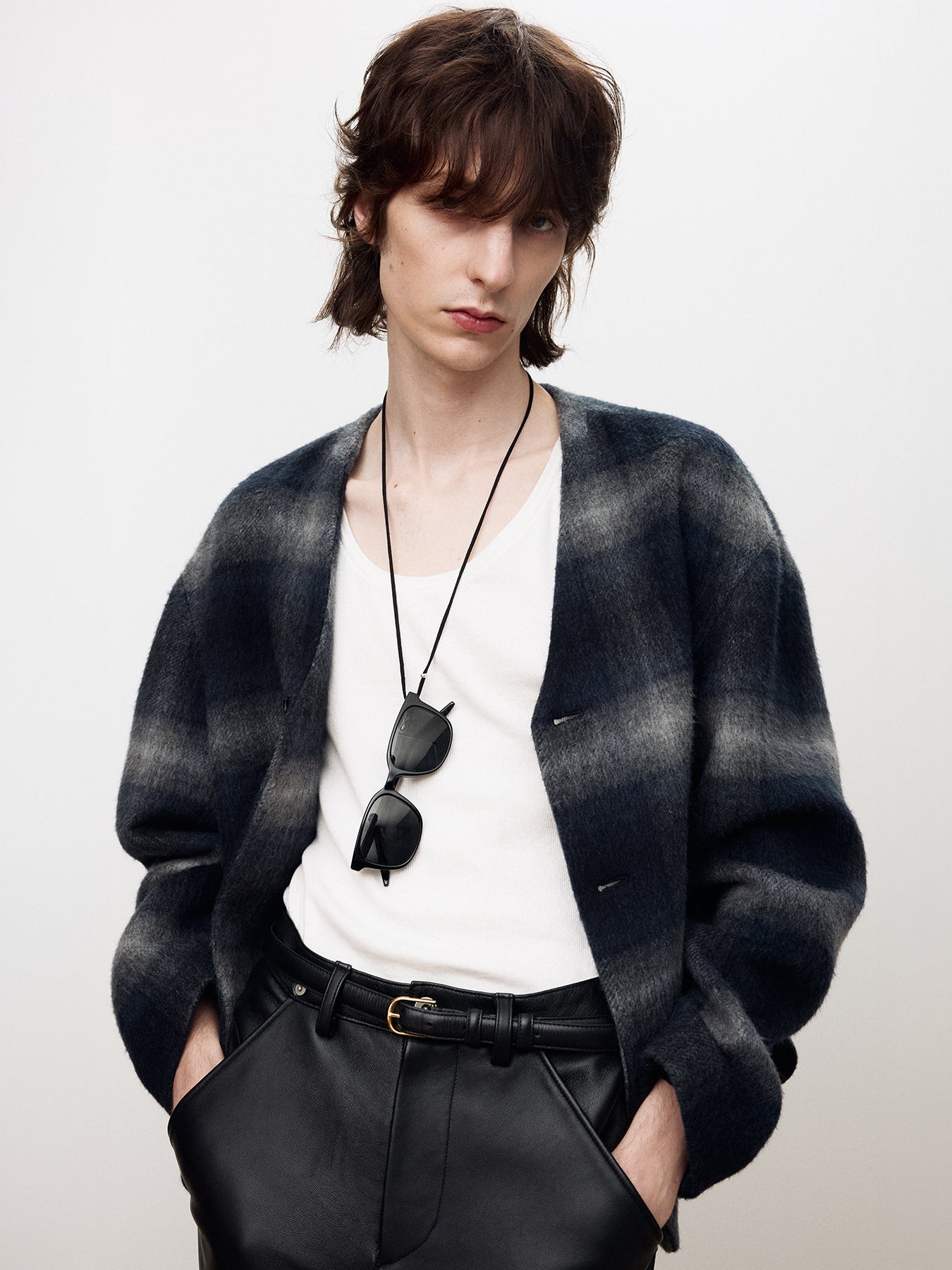 Tonywack - Checked Mohair Blouson Italian Fabric (Navy/Grey) product image 7 | TRAB K-Fashion Australia
