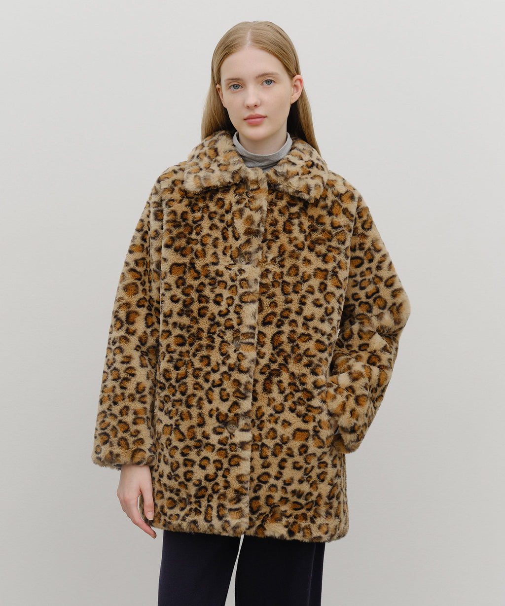 Marithe & Francois Girbaud - Mid Shearling Fur Coat (Brown) product image 2 | TRAB K-Fashion Australia