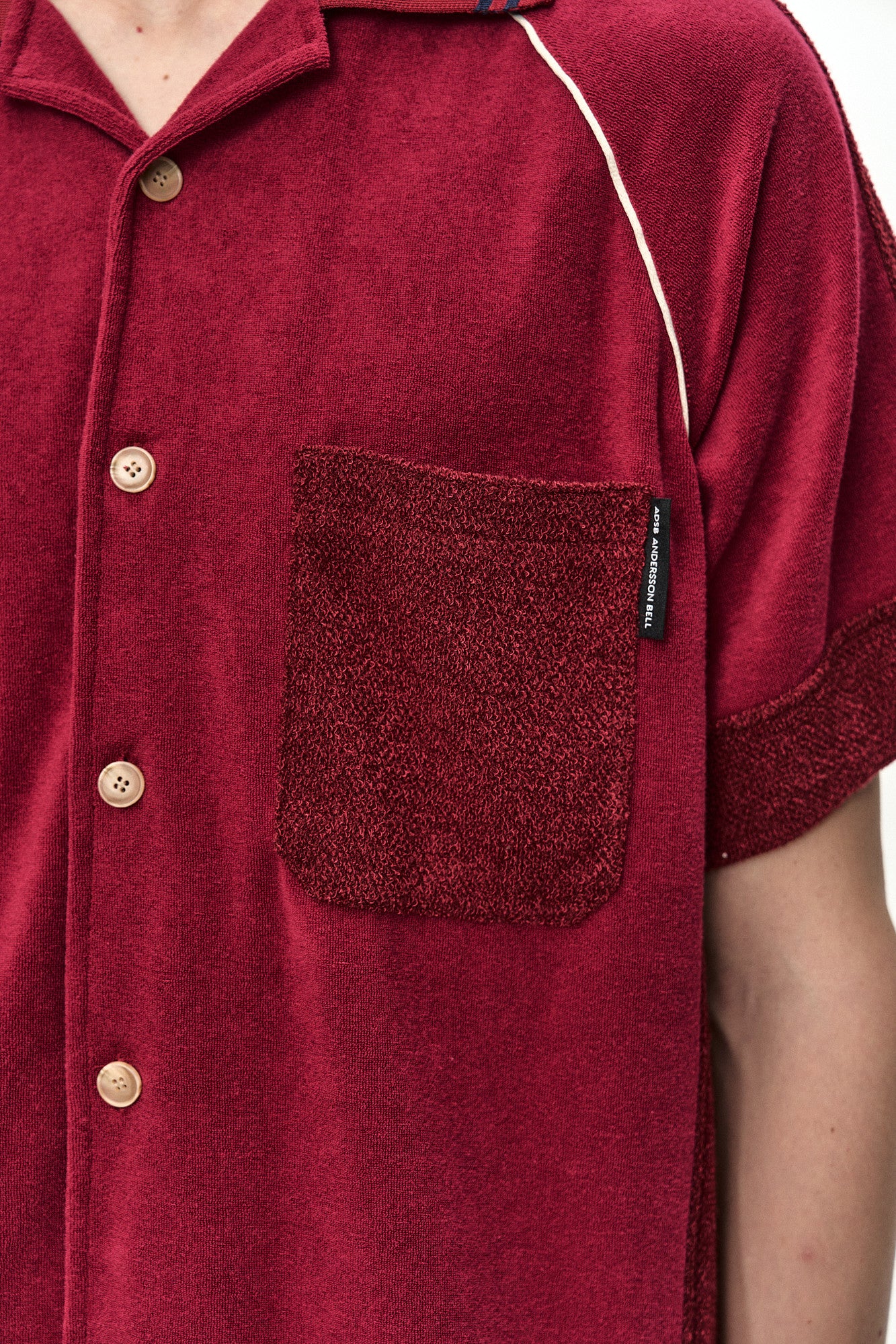 Andersson Bell - Lagos Terry Open Collar Shirt (Wine) product image 6 | TRAB K-Fashion Australia