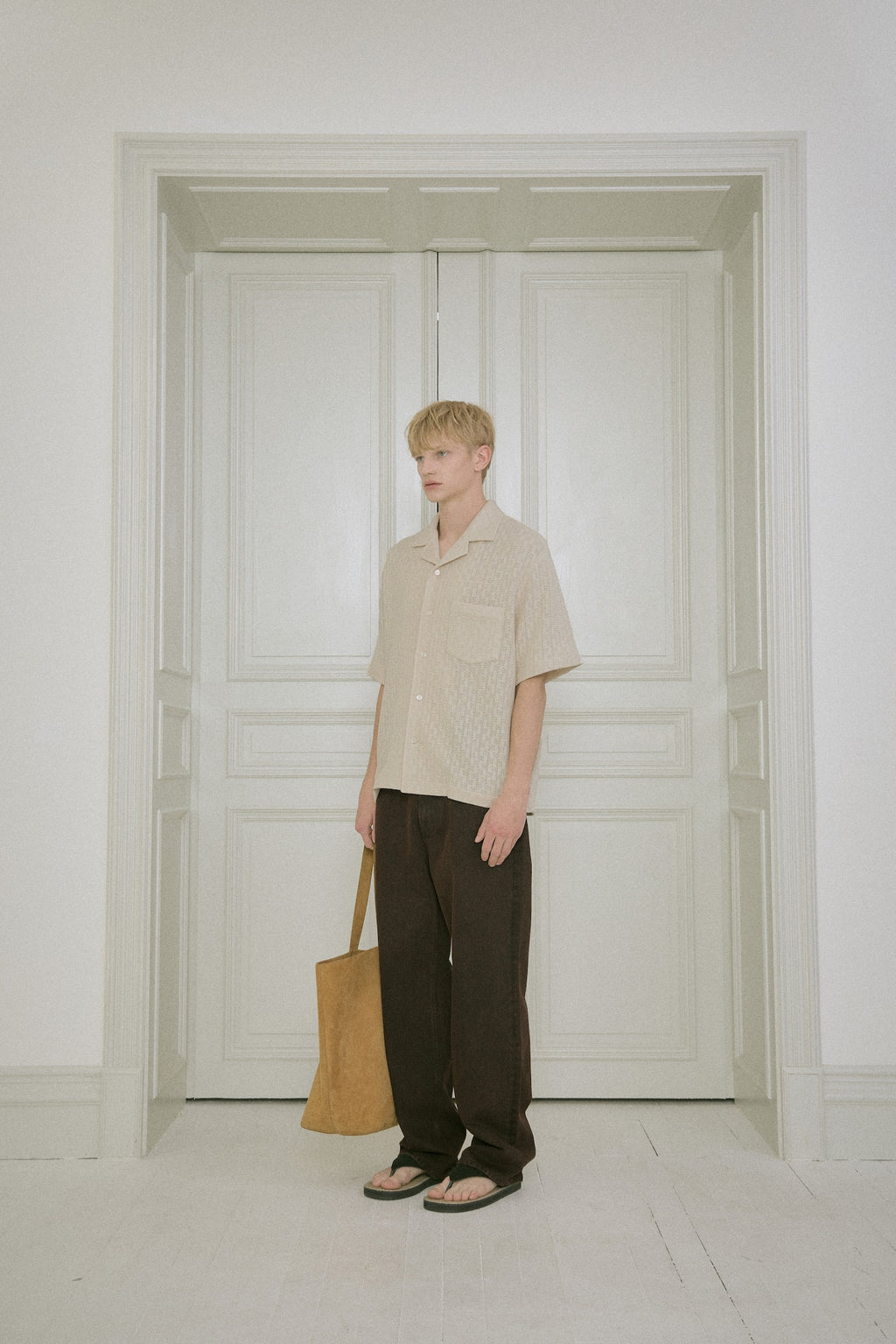 STU - Back Raglan Jacquard Shirt (Ivory) product image 2 | TRAB K-Fashion Australia