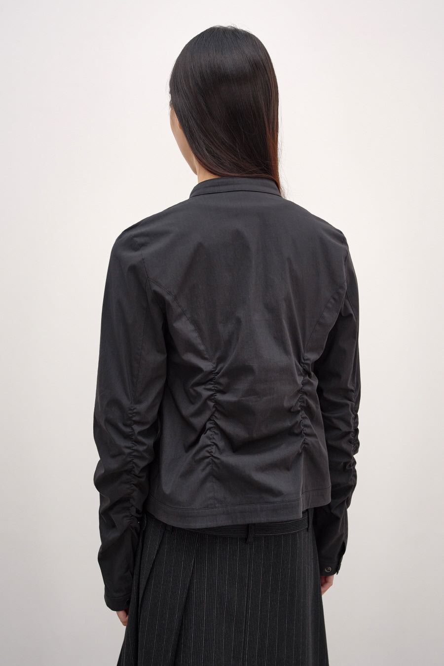 Insilence - Shirring Nylon Cotton Shacket (Black) product image 5 | TRAB K-Fashion Australia