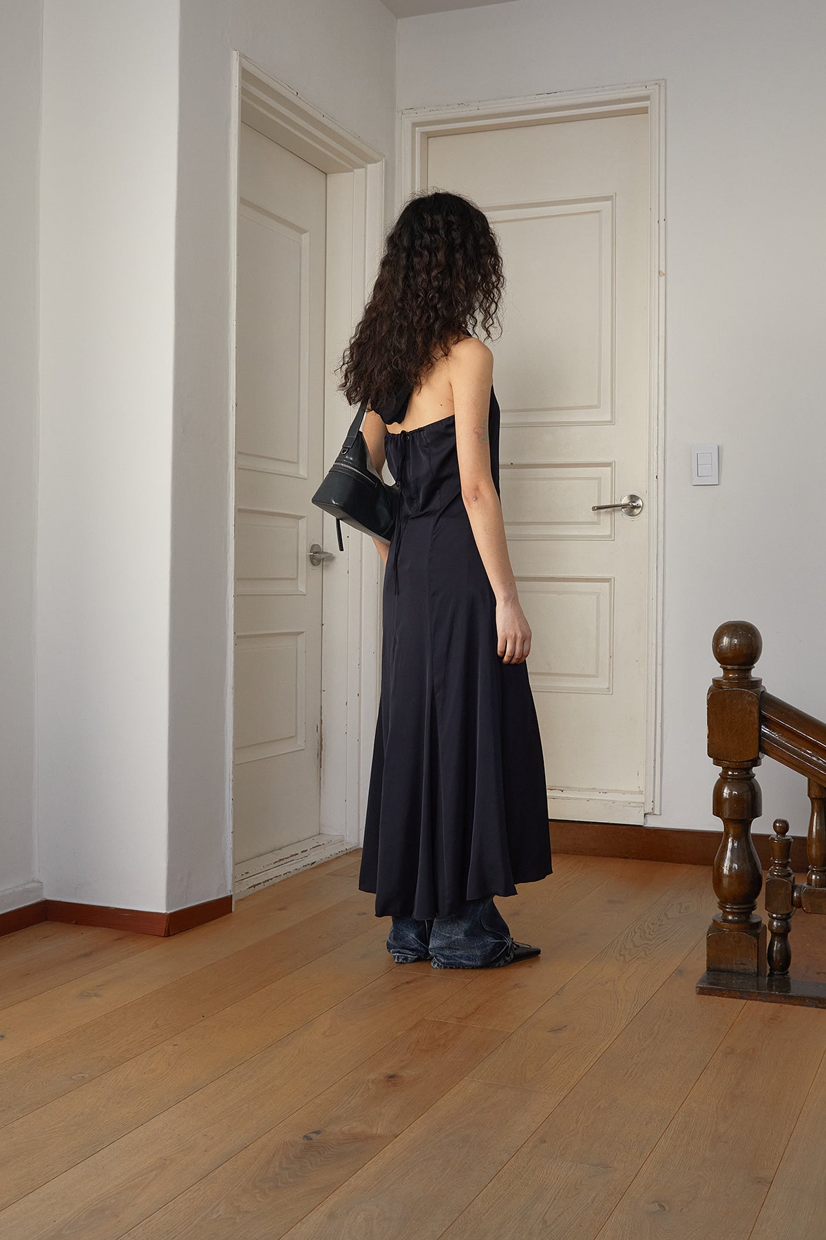Matin Kim - Back String Hoody Maxi Dress (Dark Navy) product image 8 | TRAB K-Fashion Australia