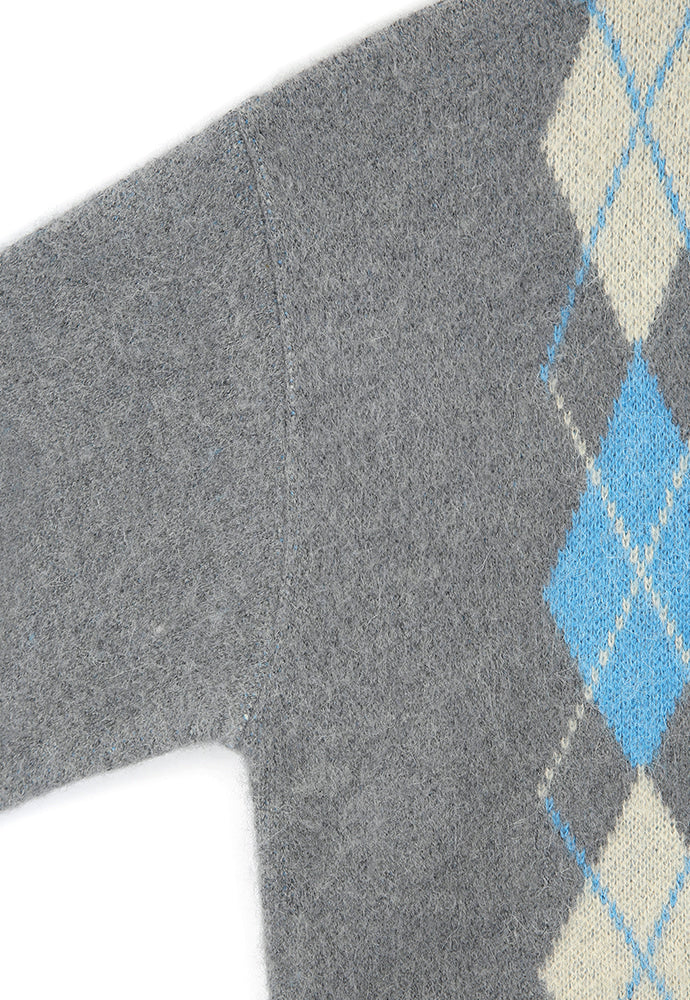 Art if acts - Argyle Mohair Knit Cardigan (Grey) product image 11 | TRAB K-Fashion Australia