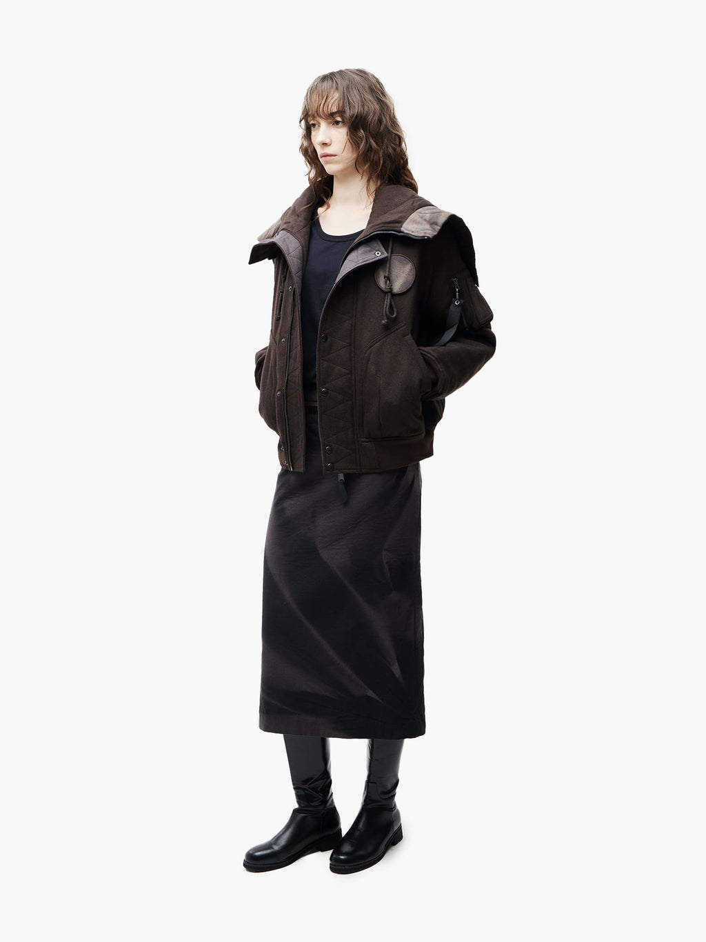 Jiyong Kim - Sun-Bleached Split-Hood Flight Jacket (Brown) product image 3 | TRAB K-Fashion Australia