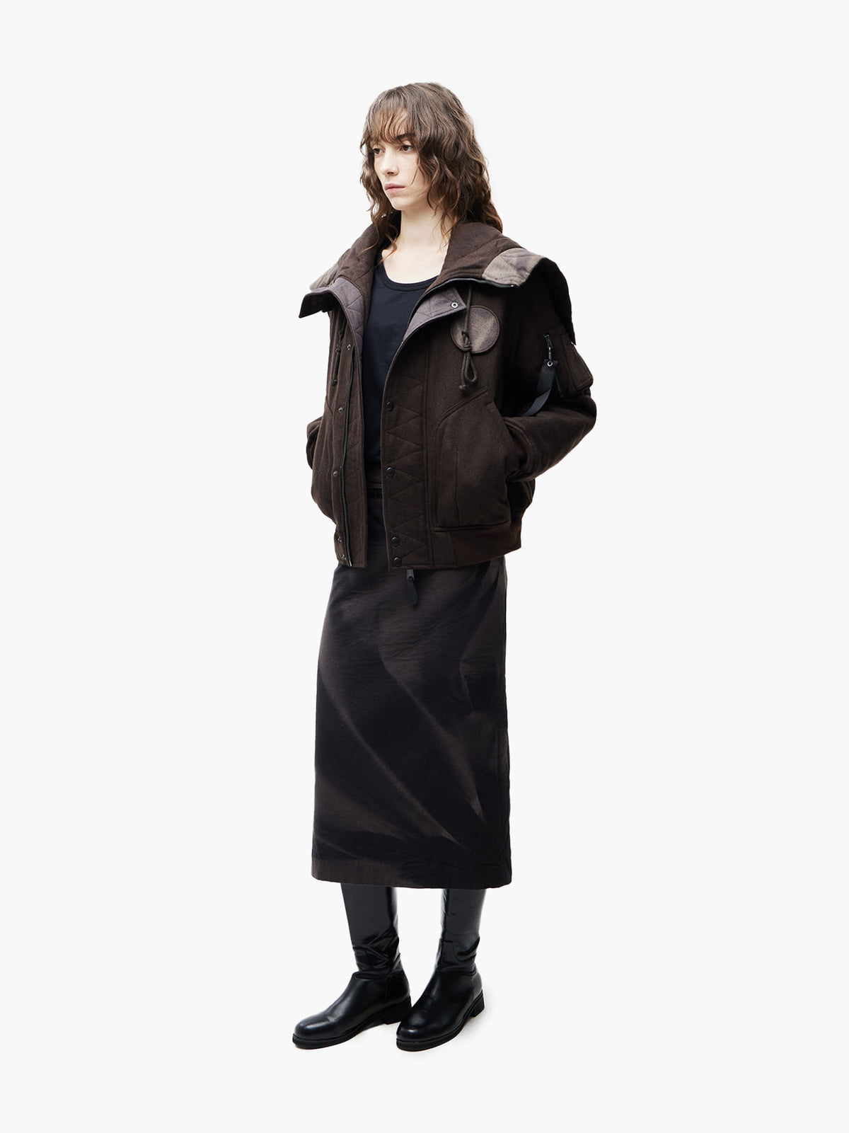 Jiyong Kim - Sun-Bleached Split-Hood Flight Jacket (Brown) product image 3 | TRAB K-Fashion Australia