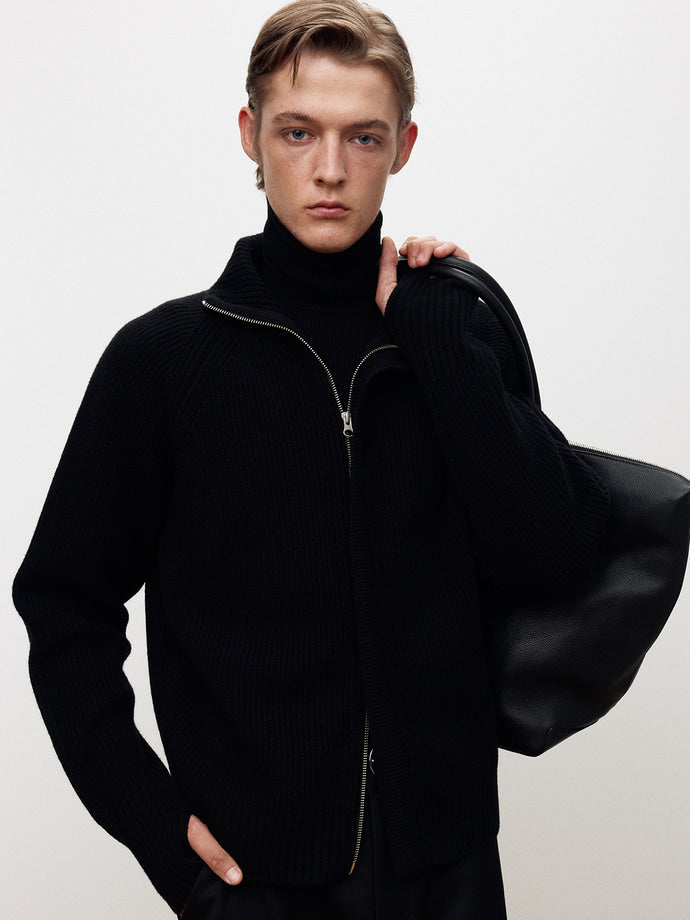 Tonywack - Super Fine Merino Wool Placket Zip-Up Knit (Black) product image 5 | TRAB K-Fashion Australia