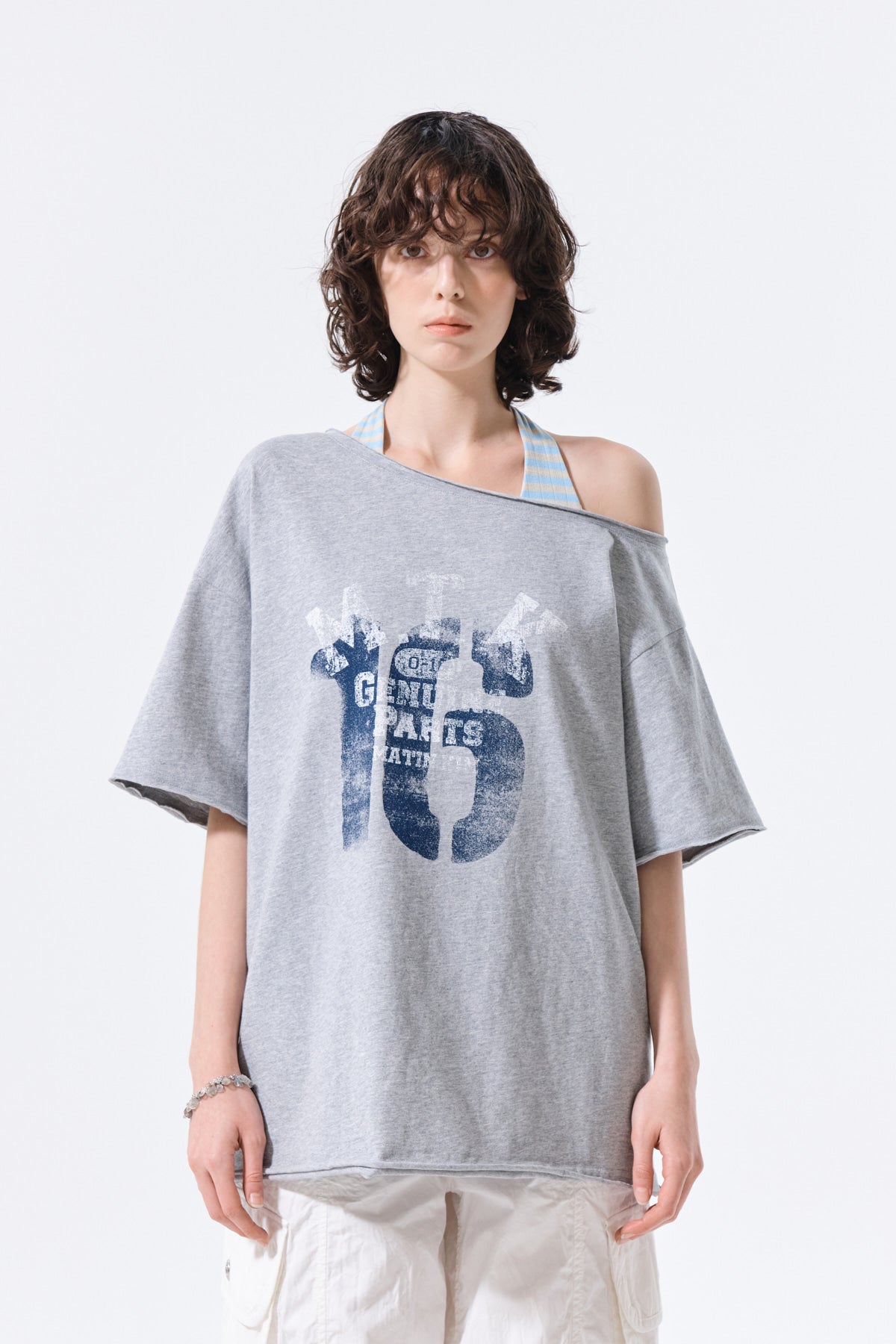 Matin Kim - Mtk 16 Graffiti Logo Asymmetric Top (Grey) product image 12 | TRAB K-Fashion Australia