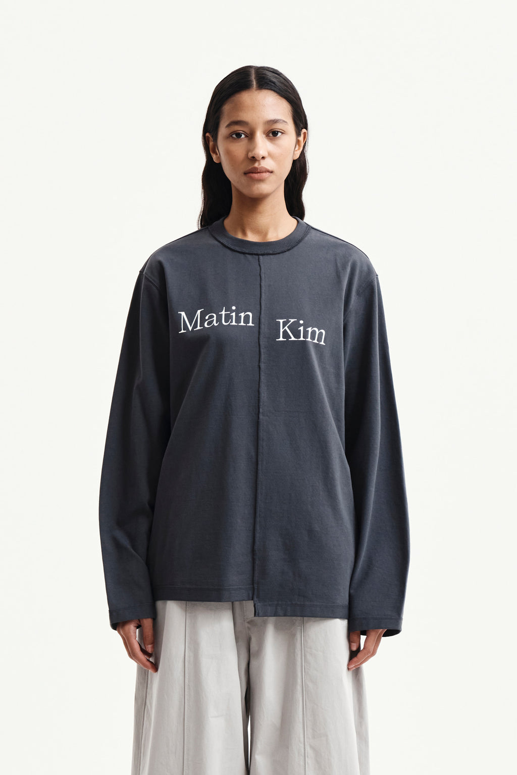 Matin Kim - Asymmetric Logo Top (Charcoal) product image 5 | TRAB K-Fashion Australia