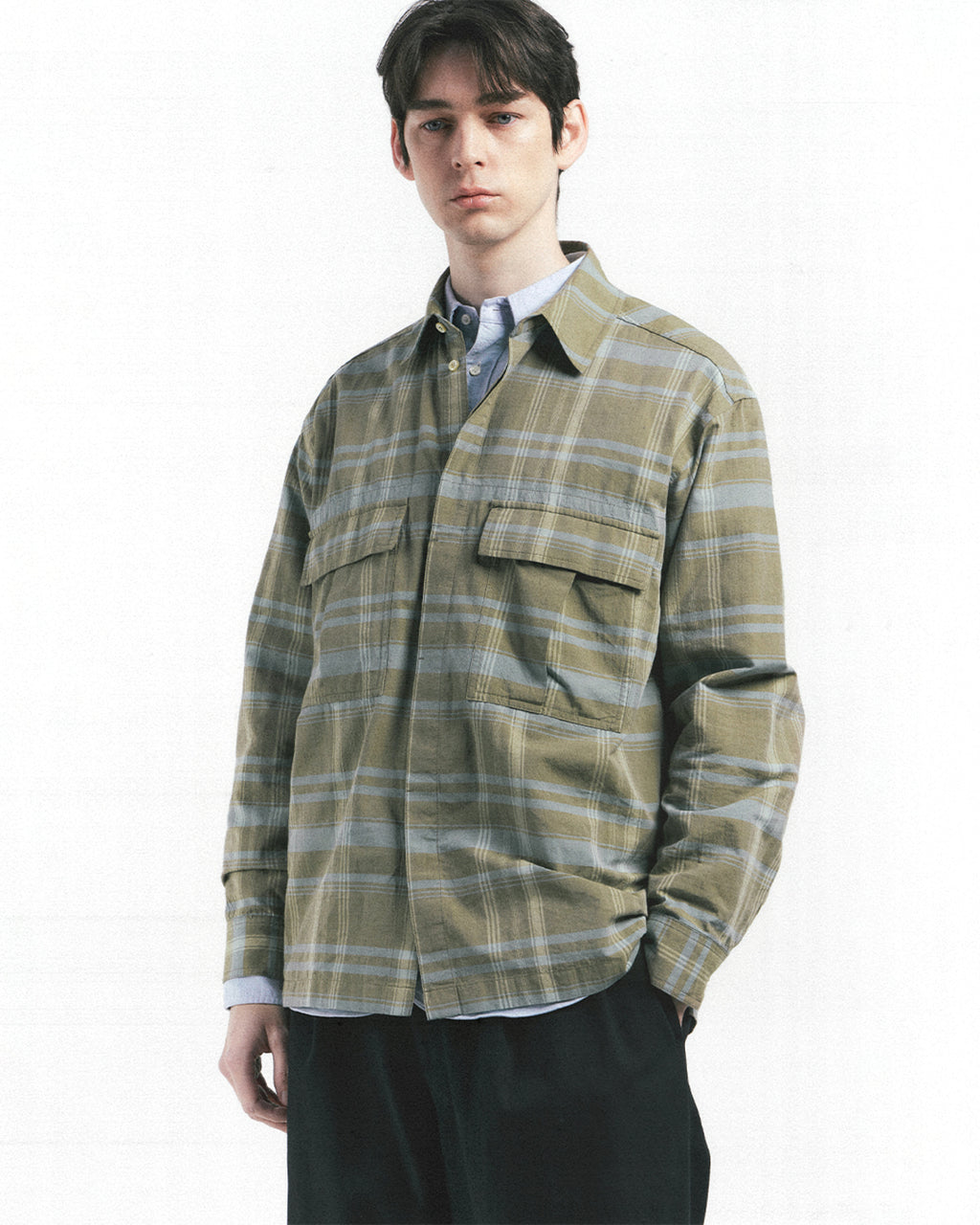 Eastlogue - Army Field Shirts (Beige Blue Check) product image 3 | TRAB K-Fashion Australia