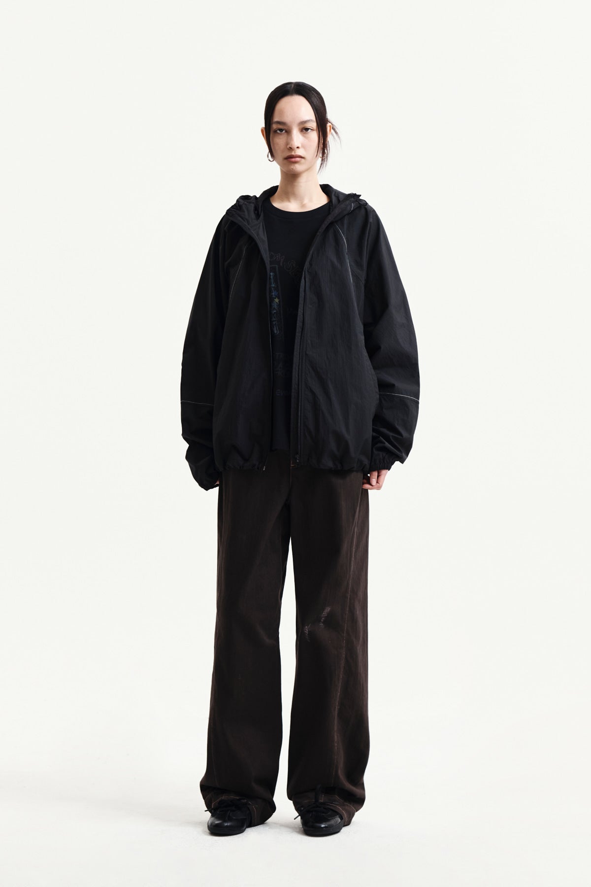 Matin Kim - Back Logo Hoody Wind Breaker (Black) product image 10 | TRAB K-Fashion Australia
