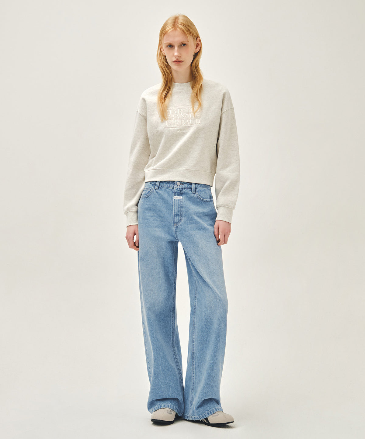 Marithe & Francois Girbaud - Classic Logo Crop Sweatshirt (Oatmeal) product image 5 | TRAB K-Fashion Australia