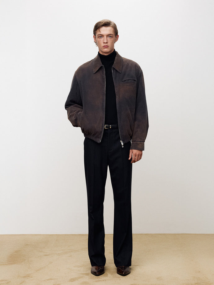 Tonywack - Garment-Washed Corduroy Bomber Jacket (Bleached Navy) product image 2 | TRAB K-Fashion Australia