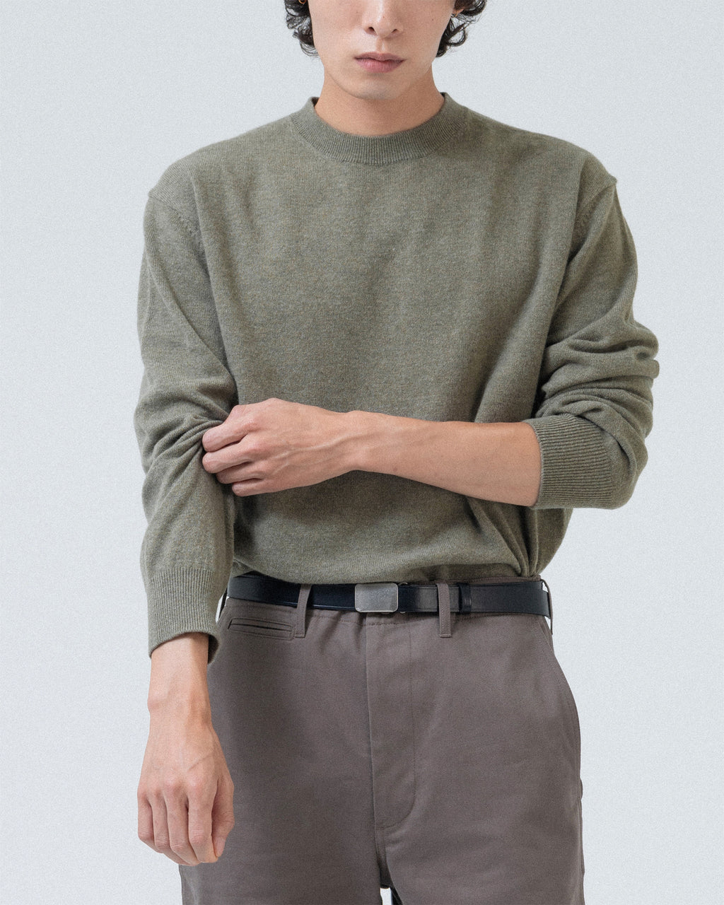 Brownyard - Extra Super Fine Crewneck Knit (Olive Grey) product image 3 | TRAB K-Fashion Australia