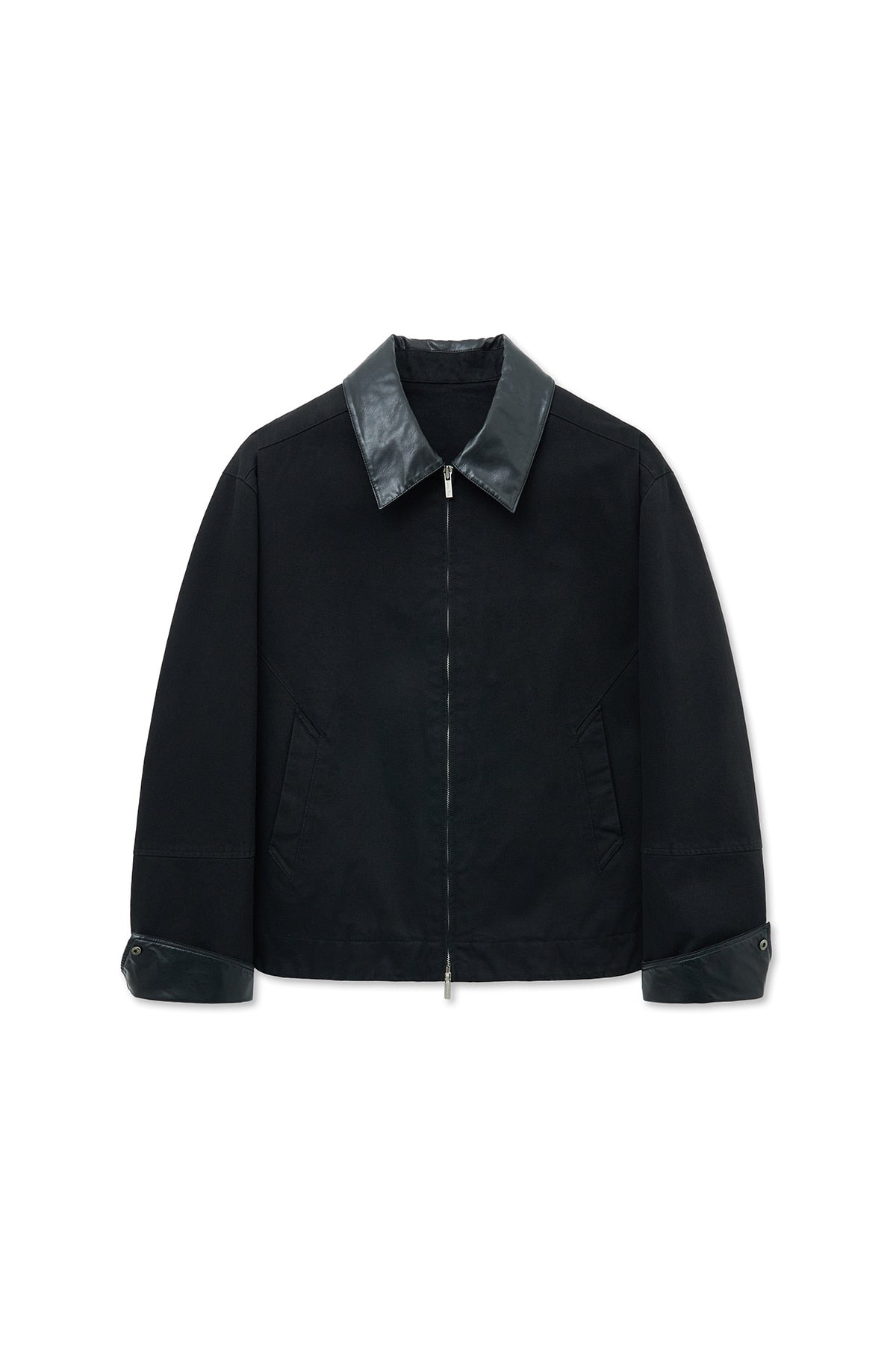 Matin Kim - Leather Collar Point Work Jacket (Black) product image 1 | TRAB K-Fashion Australia