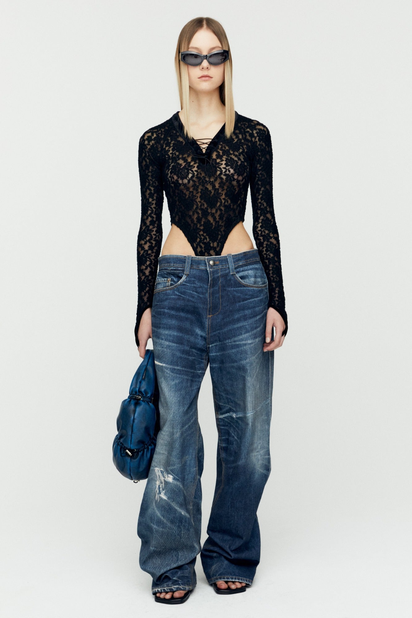 Andersson Bell - Trompe L'oeil Printed Denim Pants (Blue) product image 1 | TRAB K-Fashion Australia