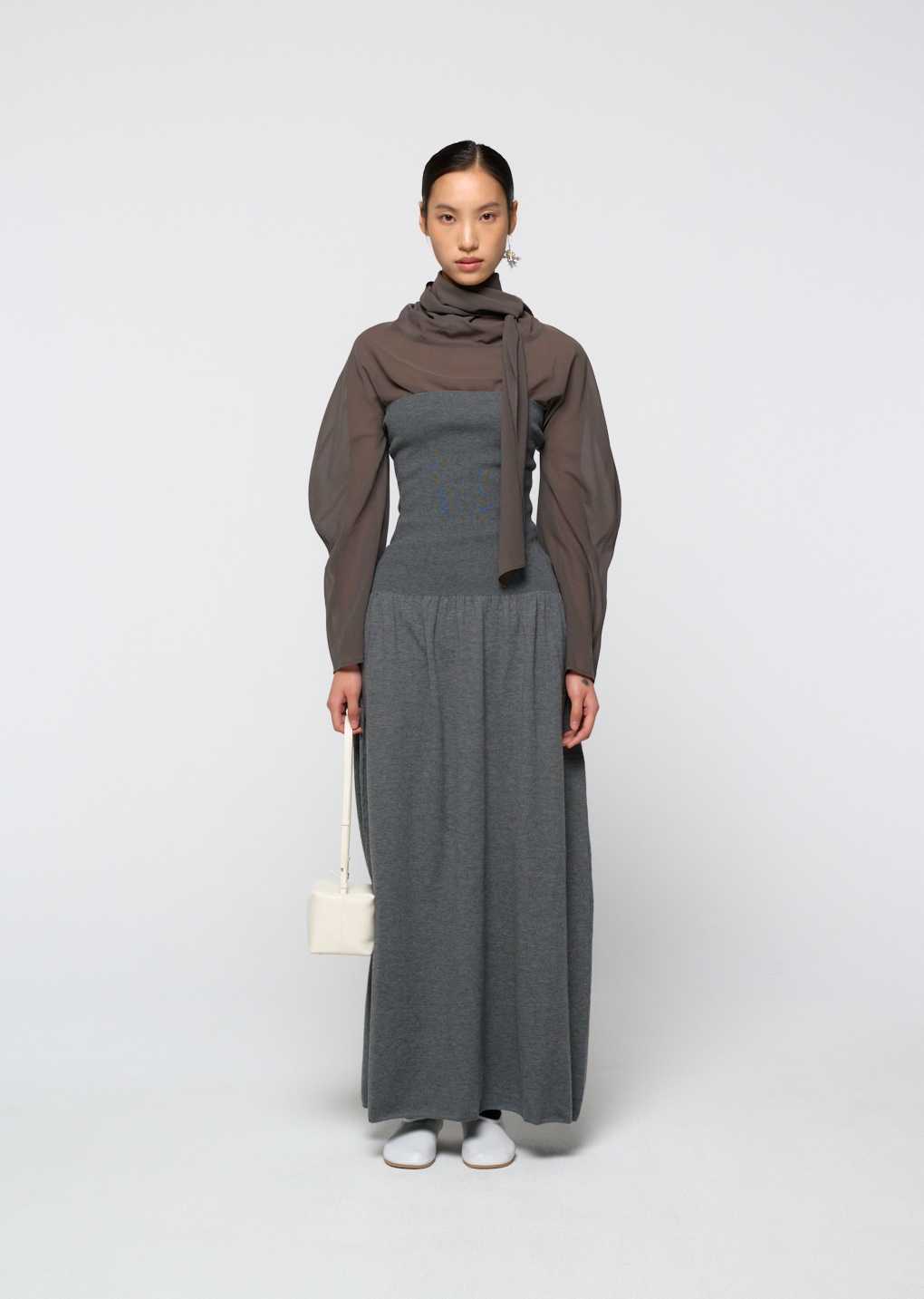 Amomento - Sheer cotton scarf top (Grey) product image 2 | TRAB K-Fashion Australia